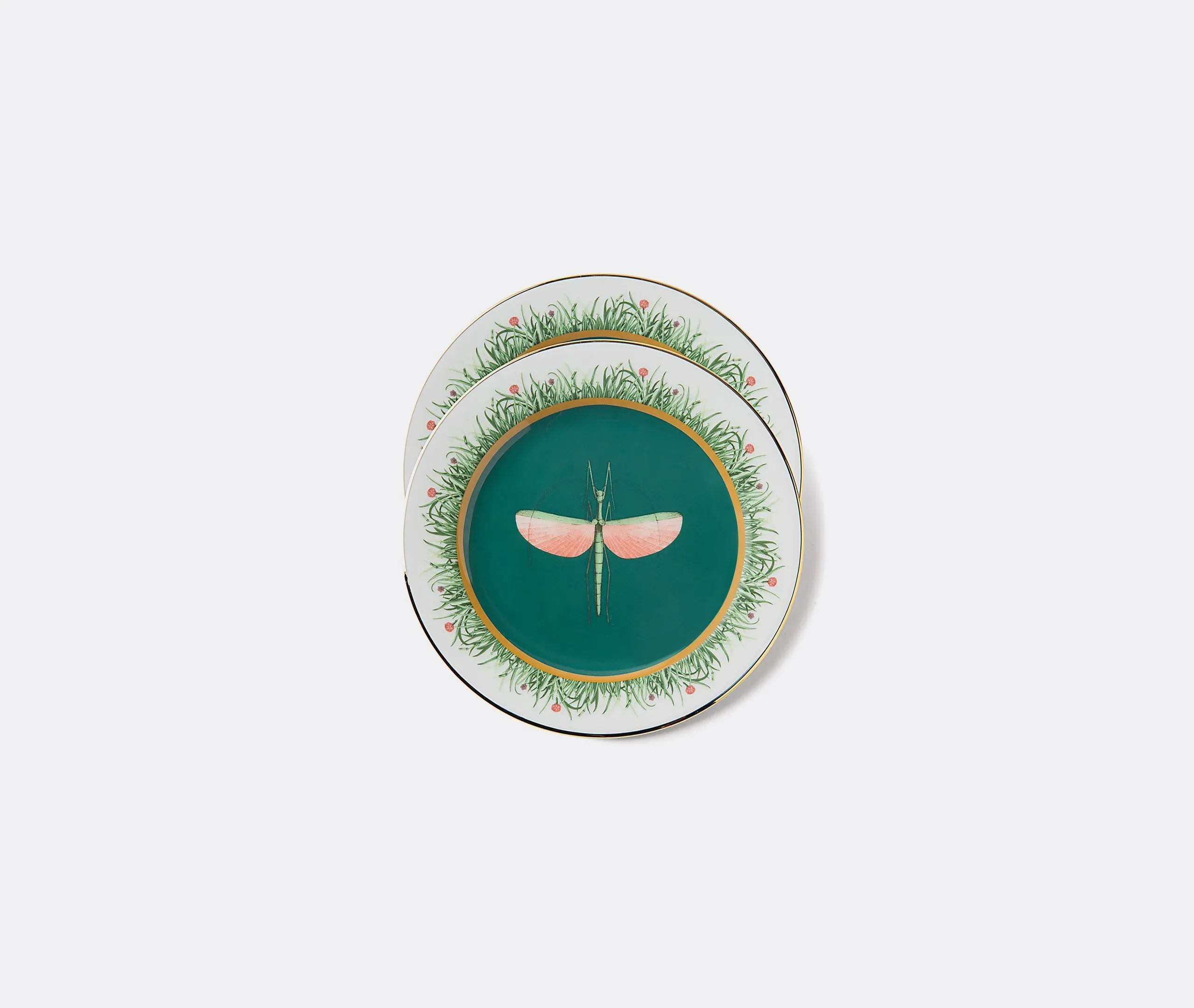 Set of 2 Dessert Plates - Green, Porcelain