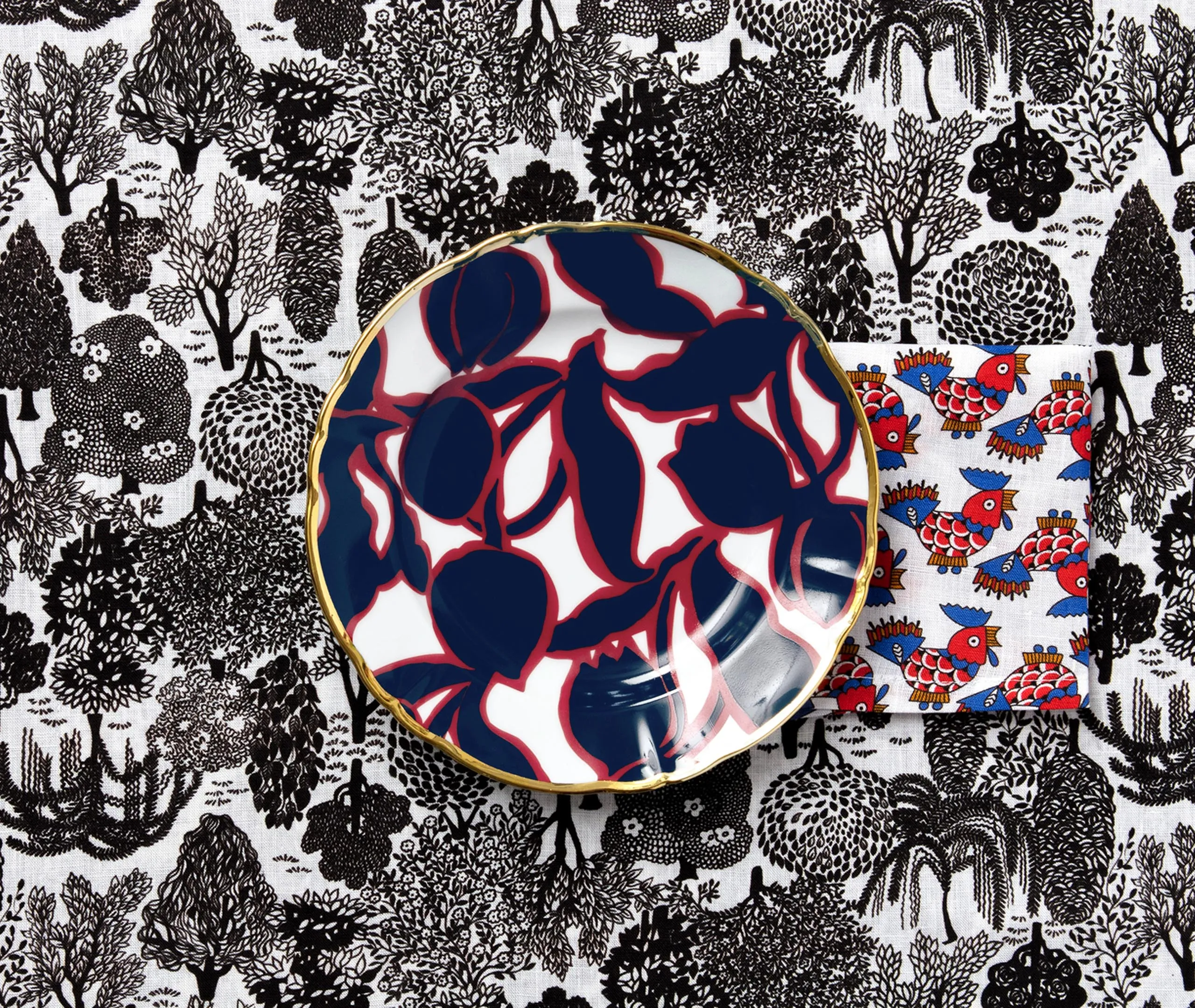 Set of 2 Dessert Plates - Multicolor, Porcelain