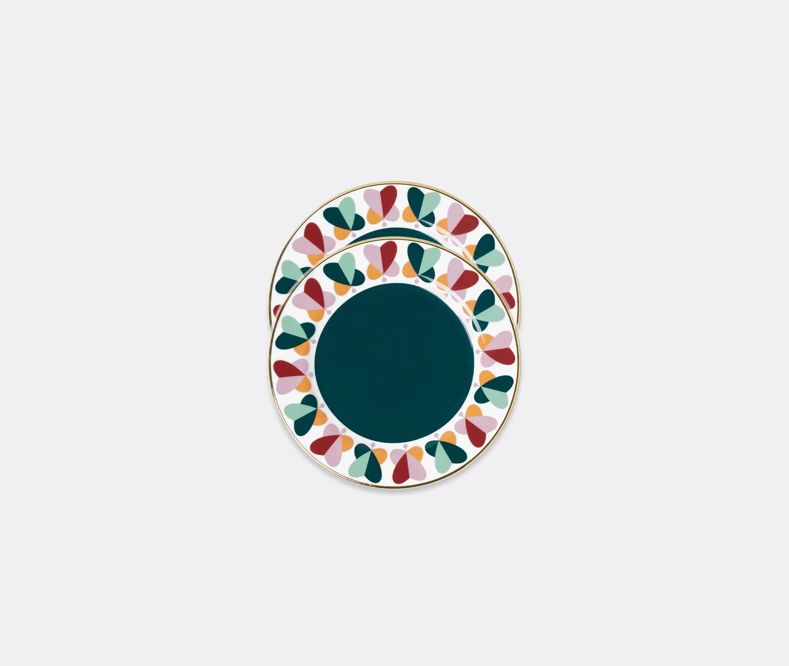 Set of 2 Dessert Plates Ring - Multicolour