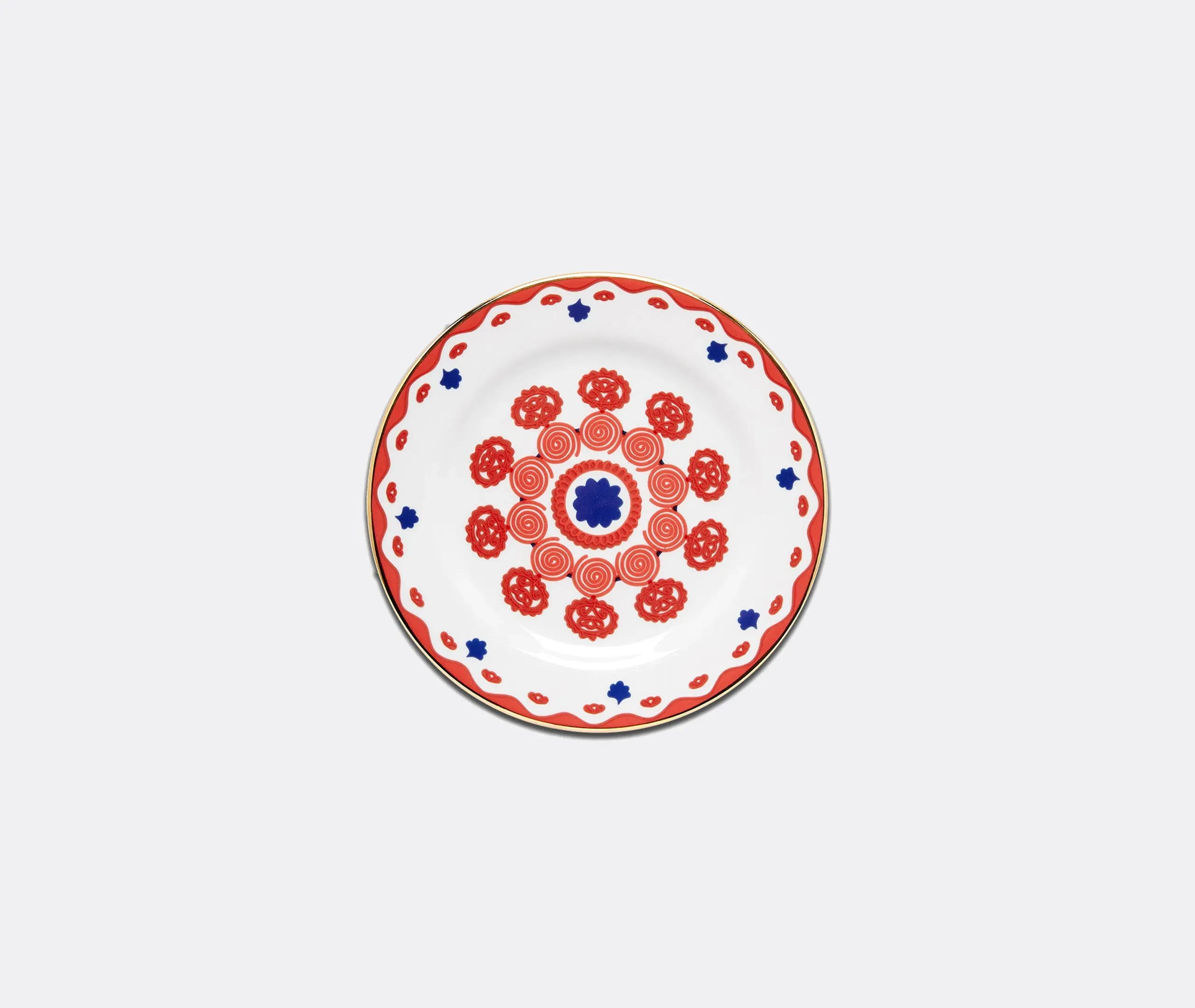 Set of 2 Dessert Plates with Bold Pattern - Red