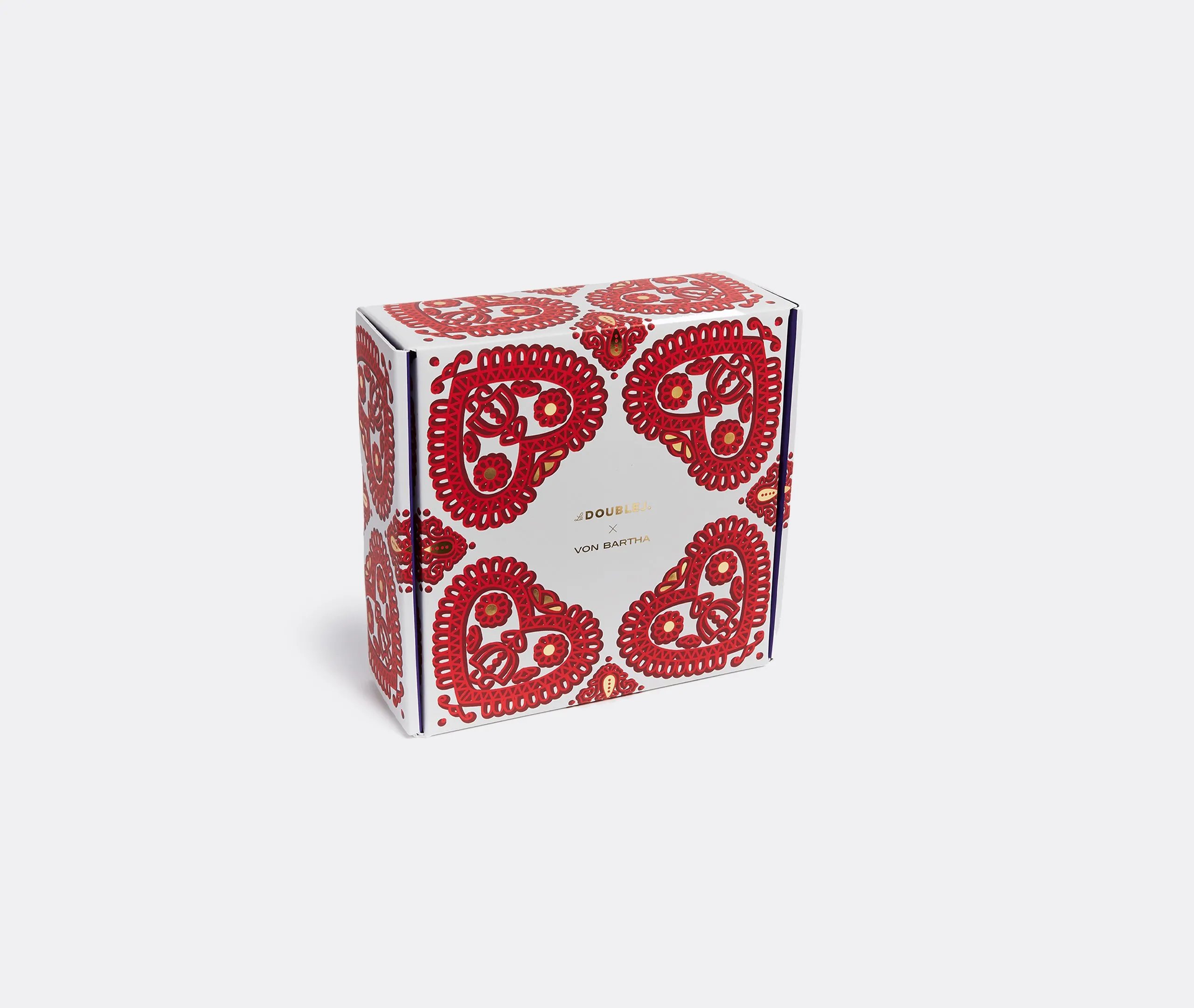 Set of 2 Dessert Plates with Bold Pattern - Red