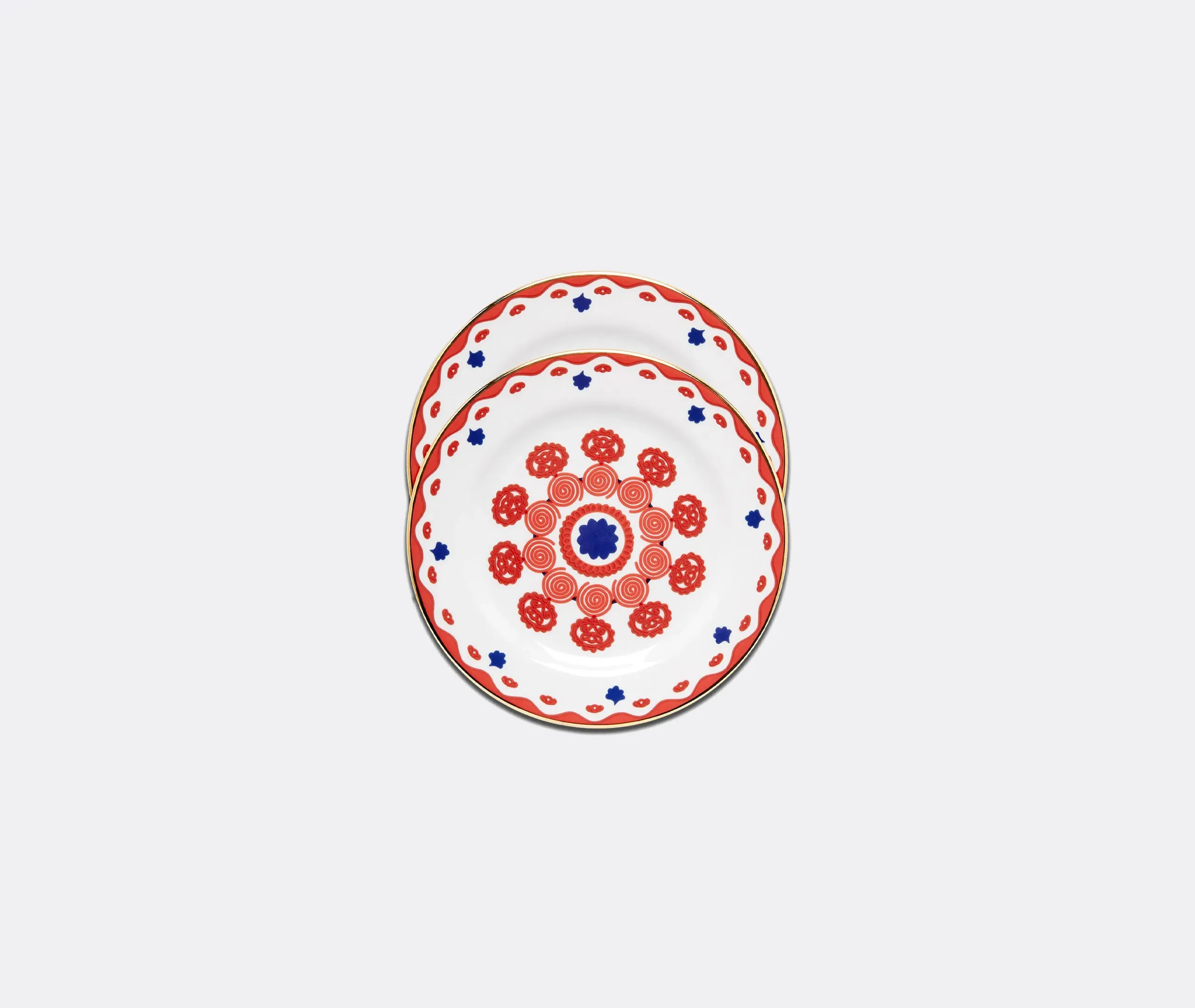 Set of 2 Dessert Plates with Bold Pattern - Red image