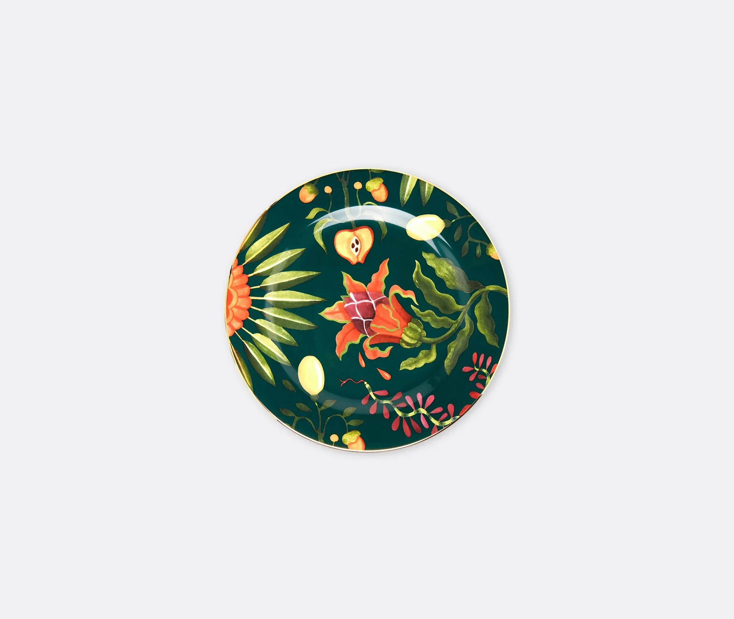 Set of 2 Dessert Plates with Dragon Fruit - Green