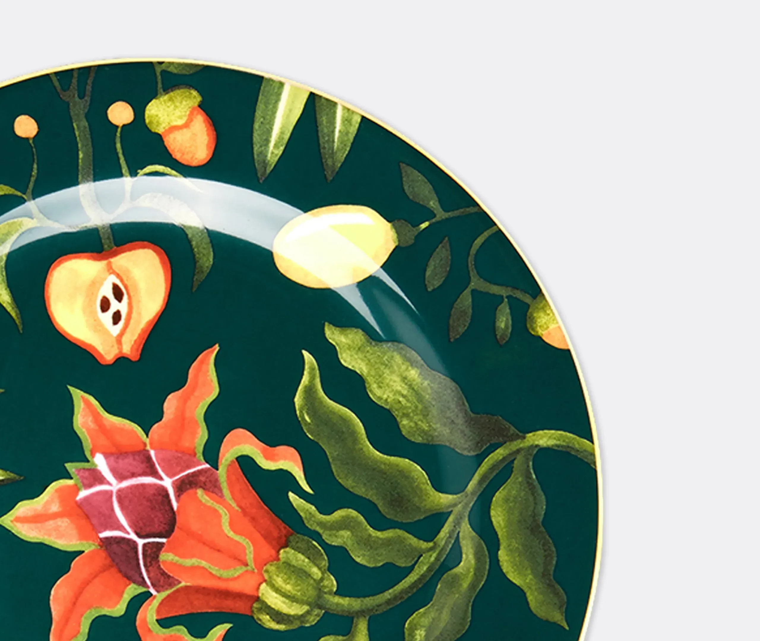 Set of 2 Dessert Plates with Dragon Fruit - Green