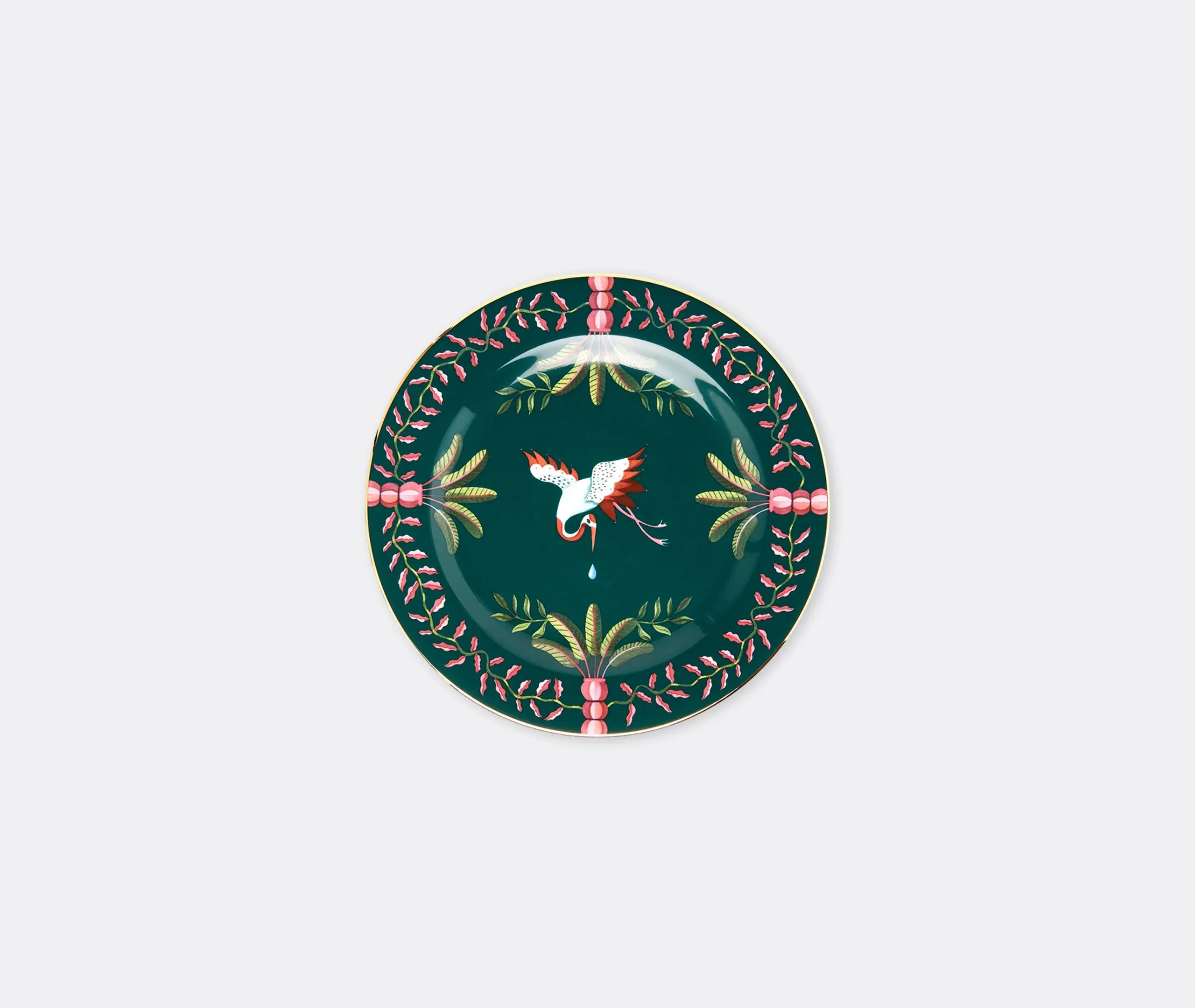 Set of 2 Dessert Plates with Egret - Multicolor