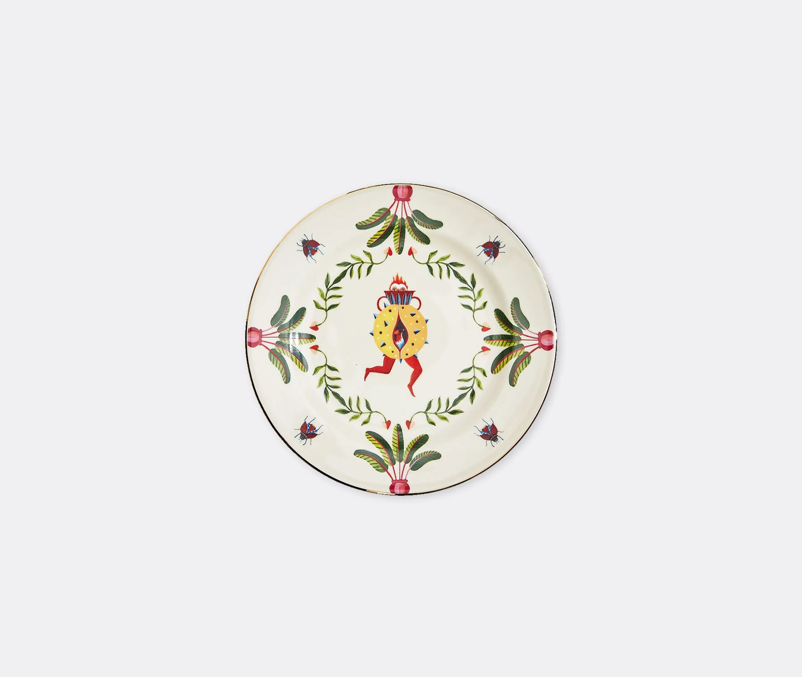 Set of 2 Dessert Plates with Gold Trim - White