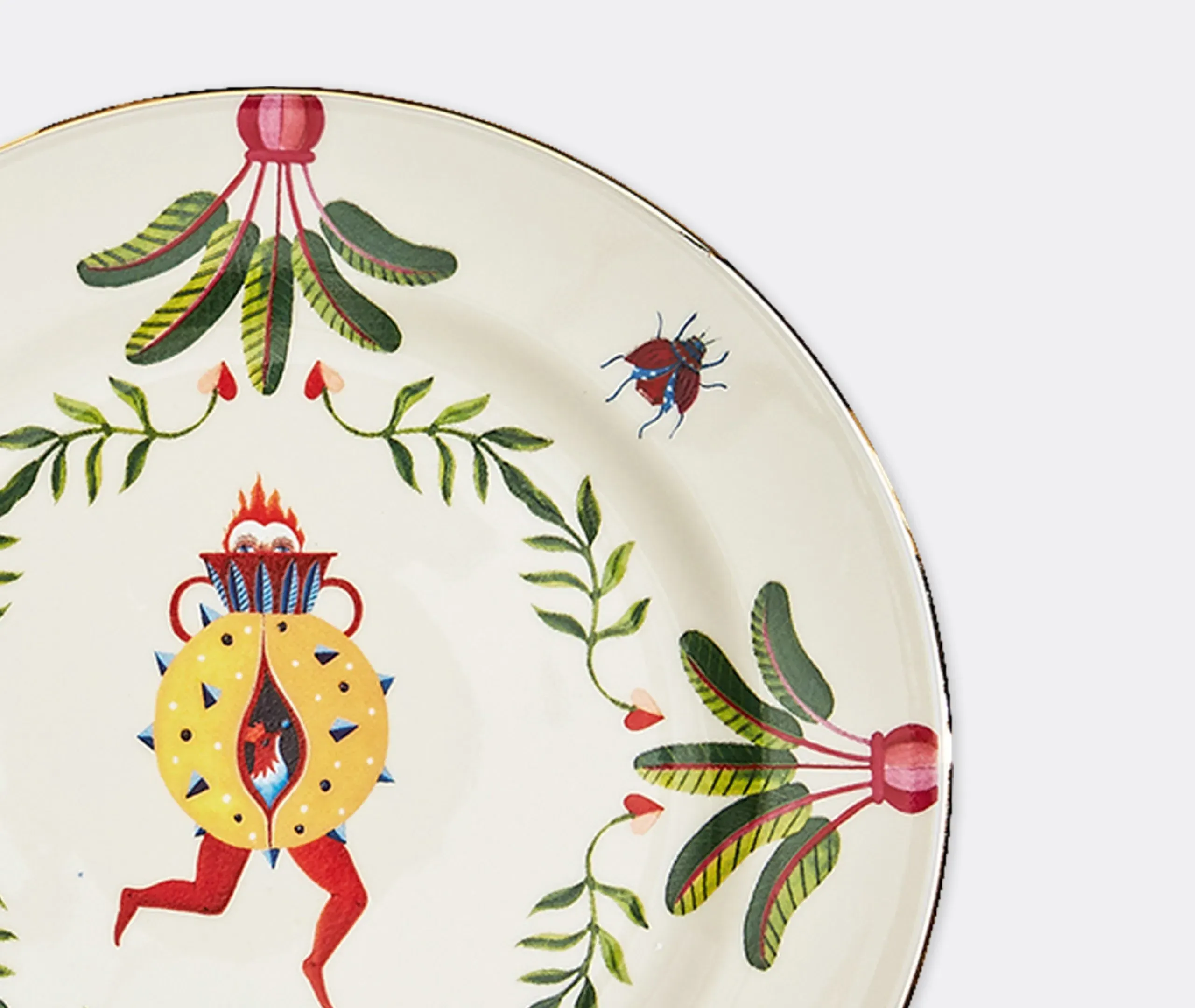 Set of 2 Dessert Plates with Gold Trim - White