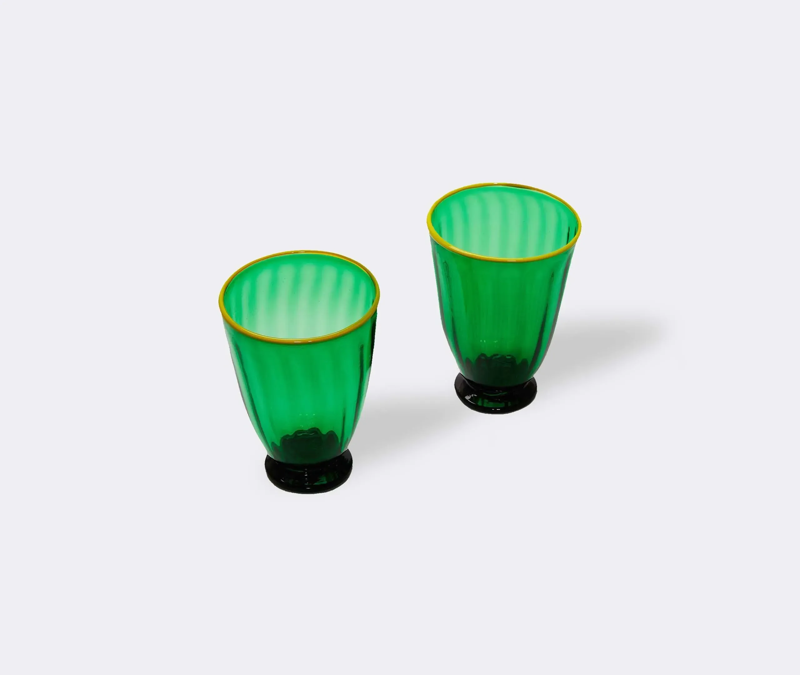 Set of 2 Drinking Glasses - Green, Murano Glass