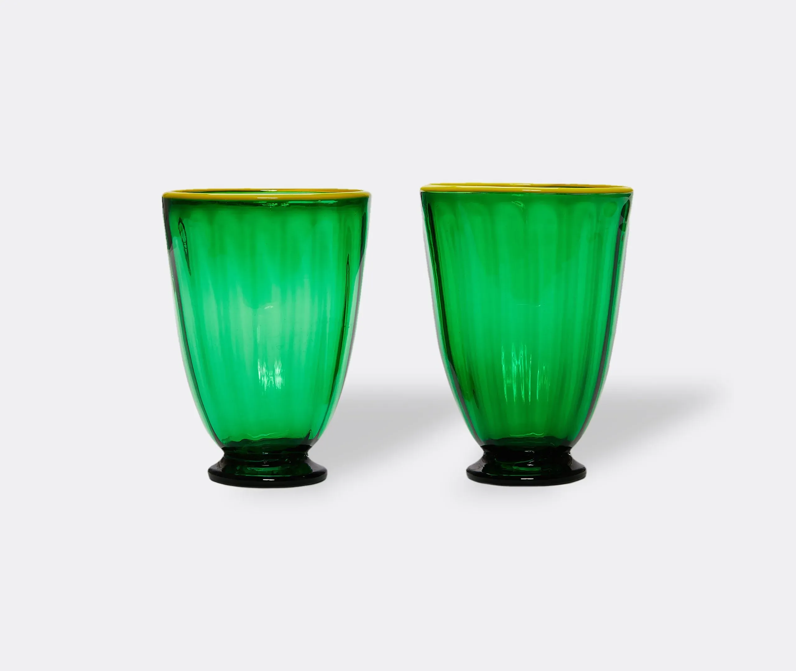Set of 2 Drinking Glasses - Green, Murano Glass