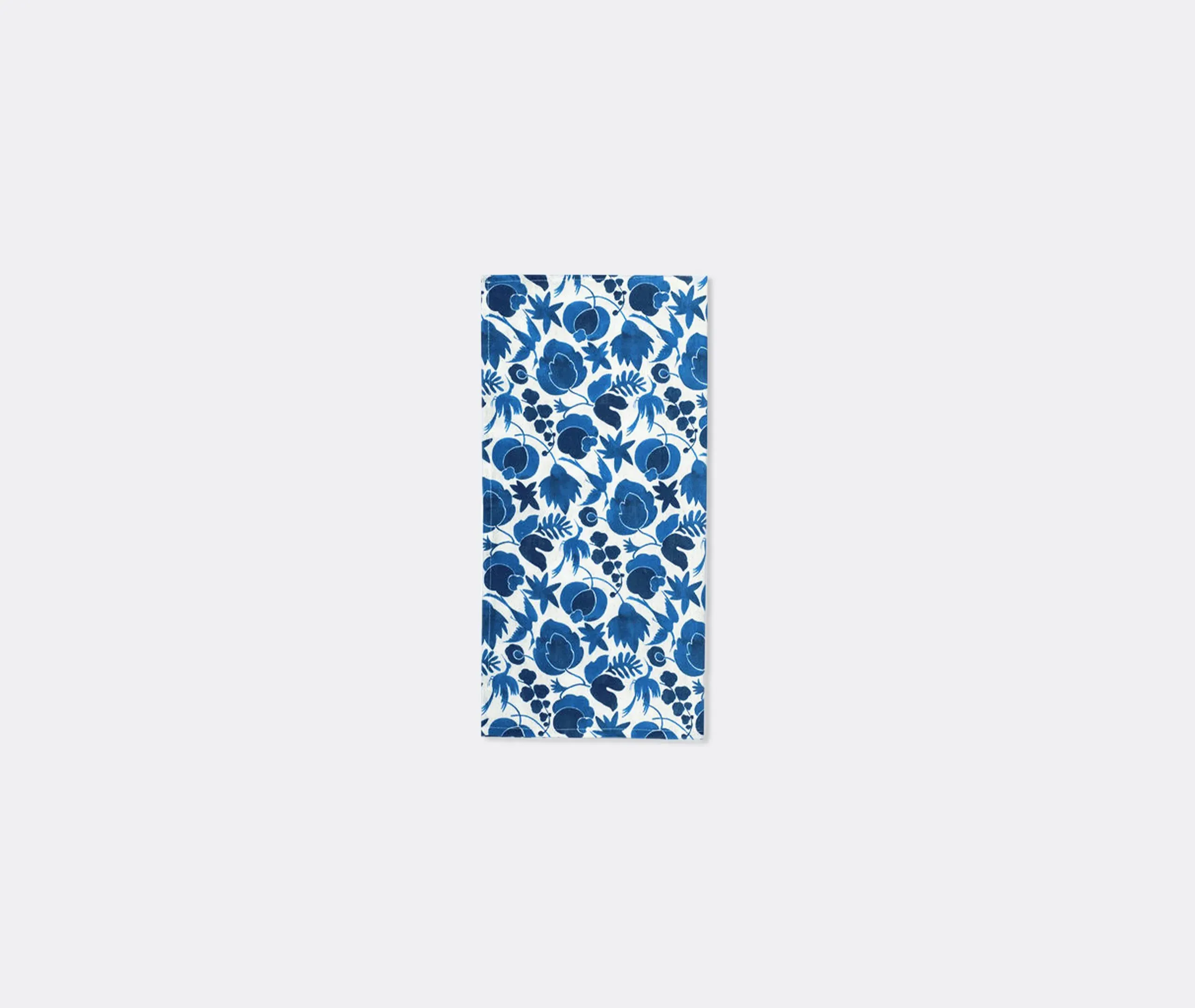 Set of 2 Napkins with Plant Print - Blue, Linen