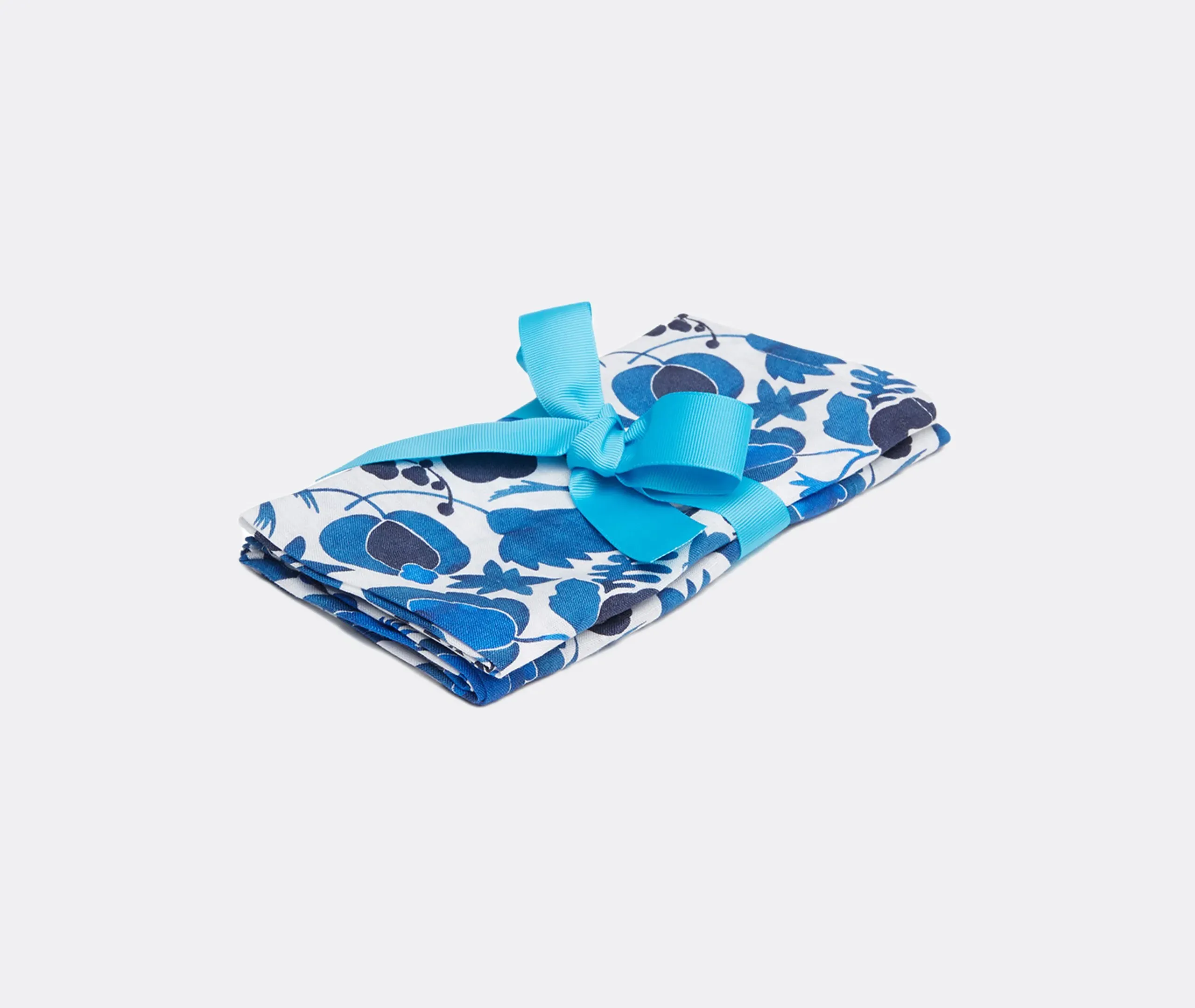Set of 2 Napkins with Plant Print - Blue, Linen