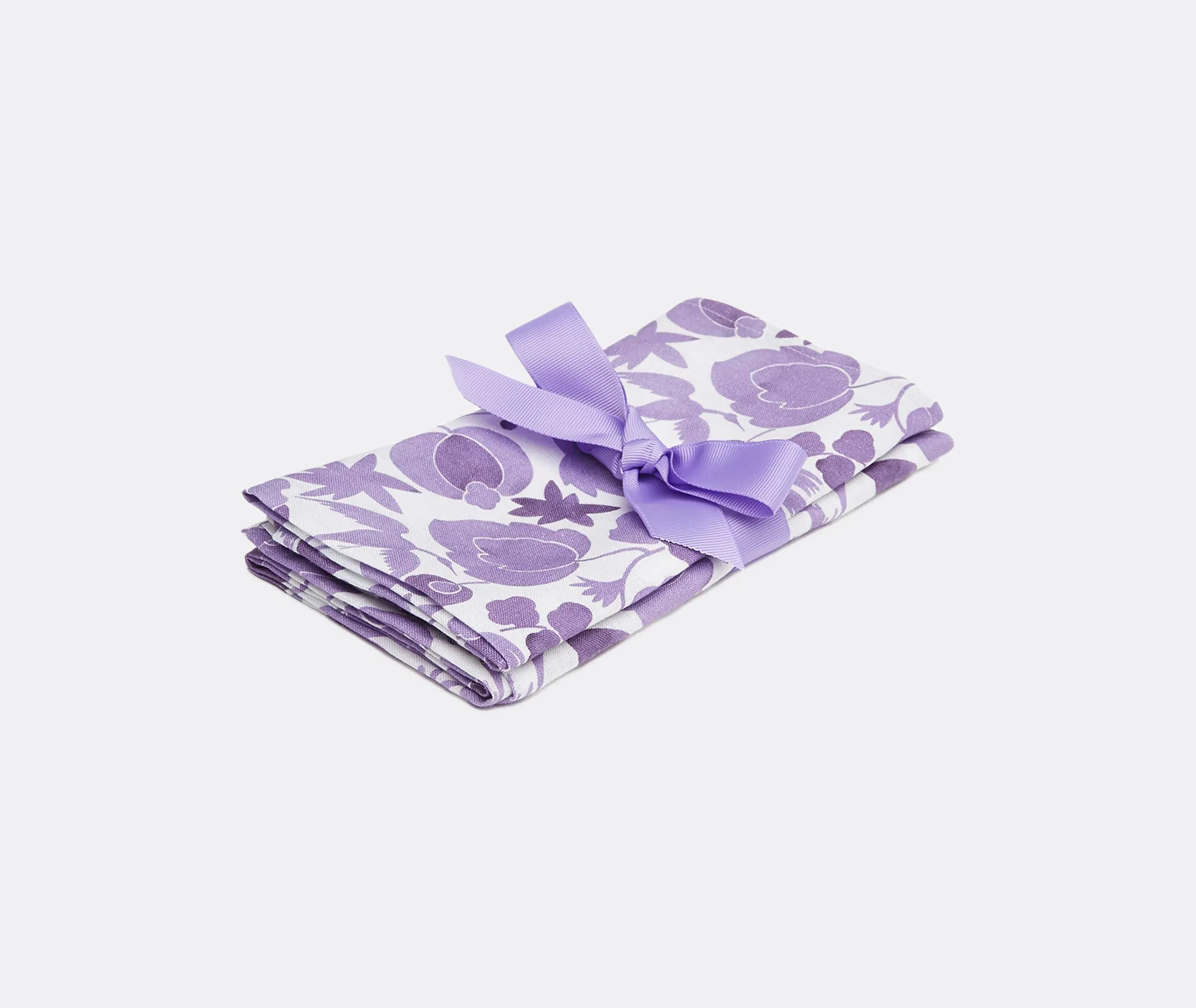 Set of 2 Napkins with Plant Print - Purple, Linen image