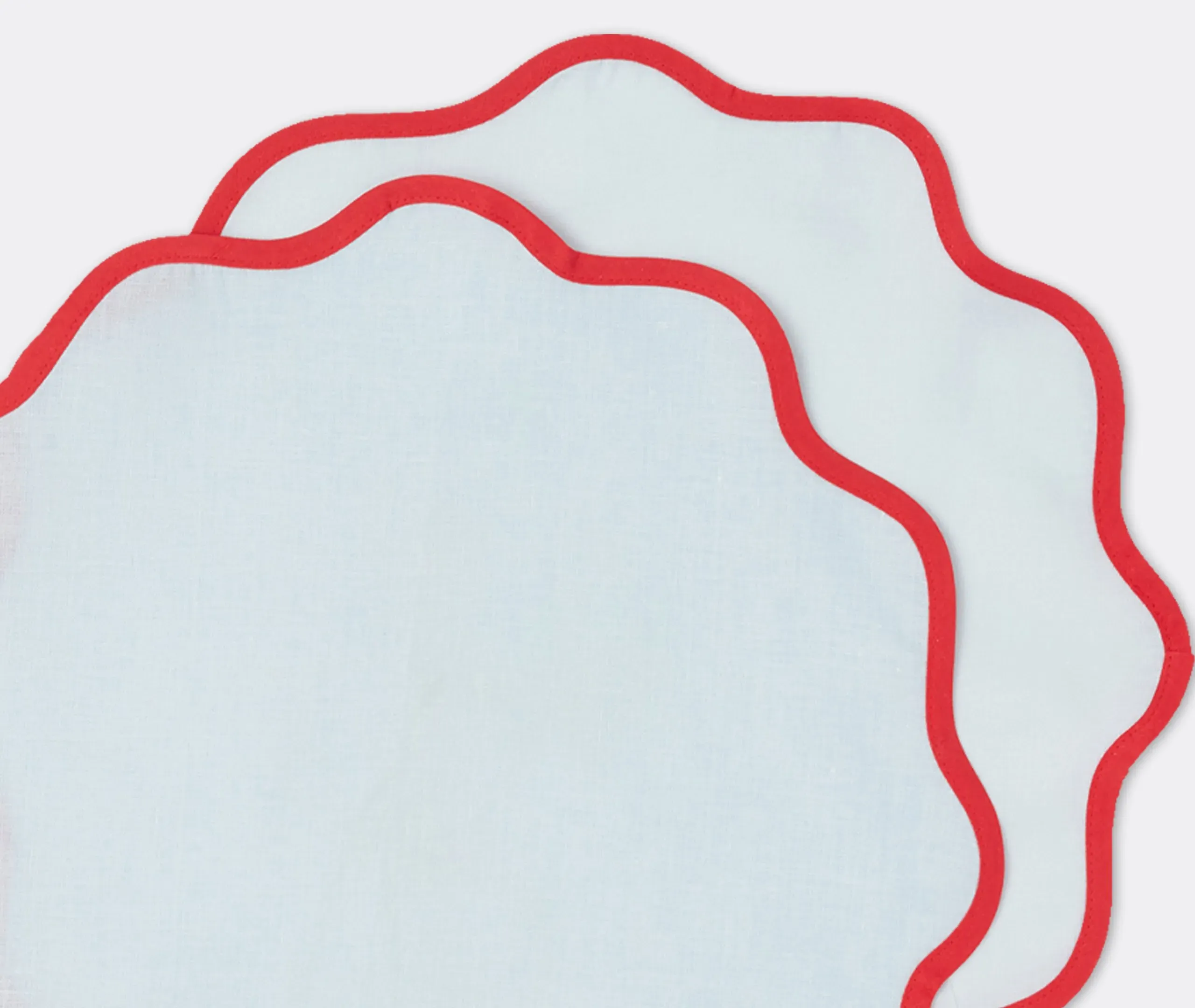 Set of 2 Placemats Cloud Design - Turquoise, Linen