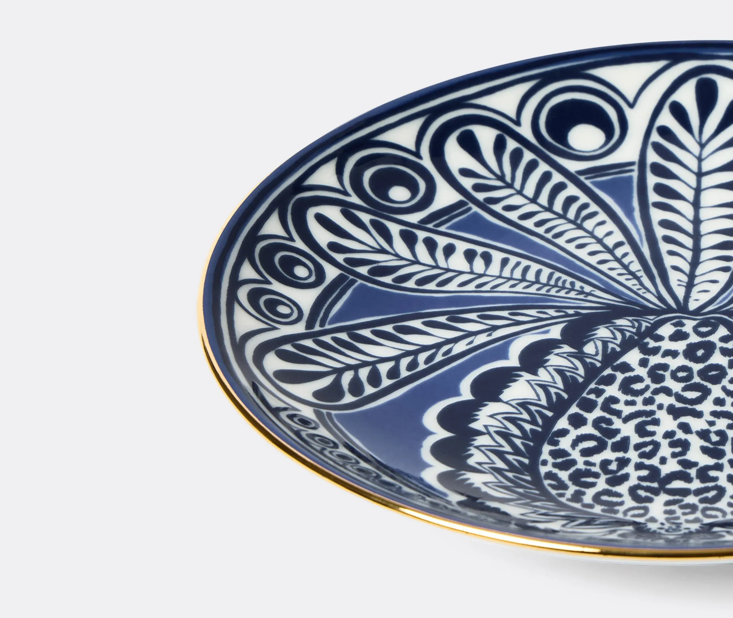 Set of 2 Side Plates with Gold Edging - Blue