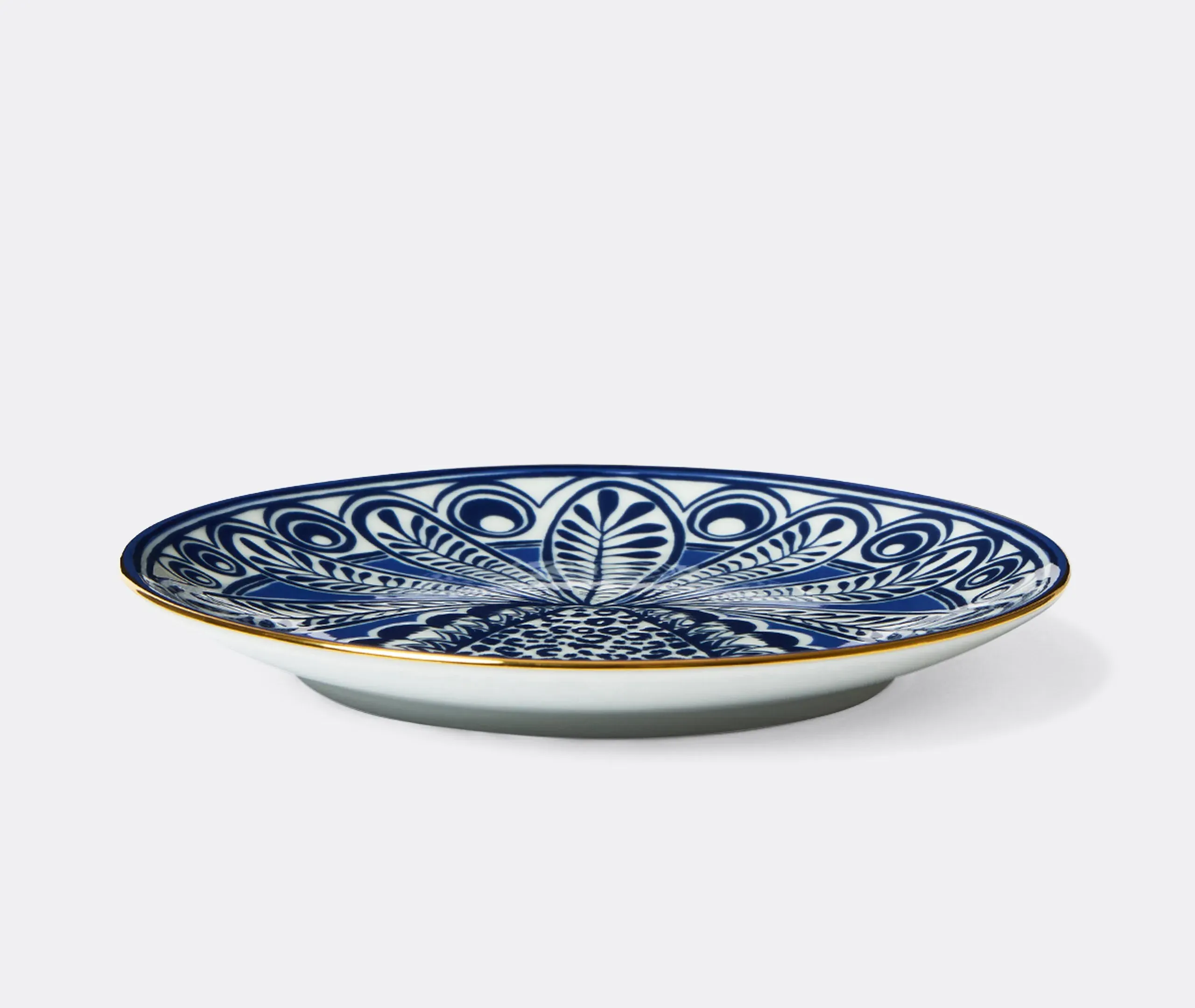 Set of 2 Side Plates with Gold Edging - Blue