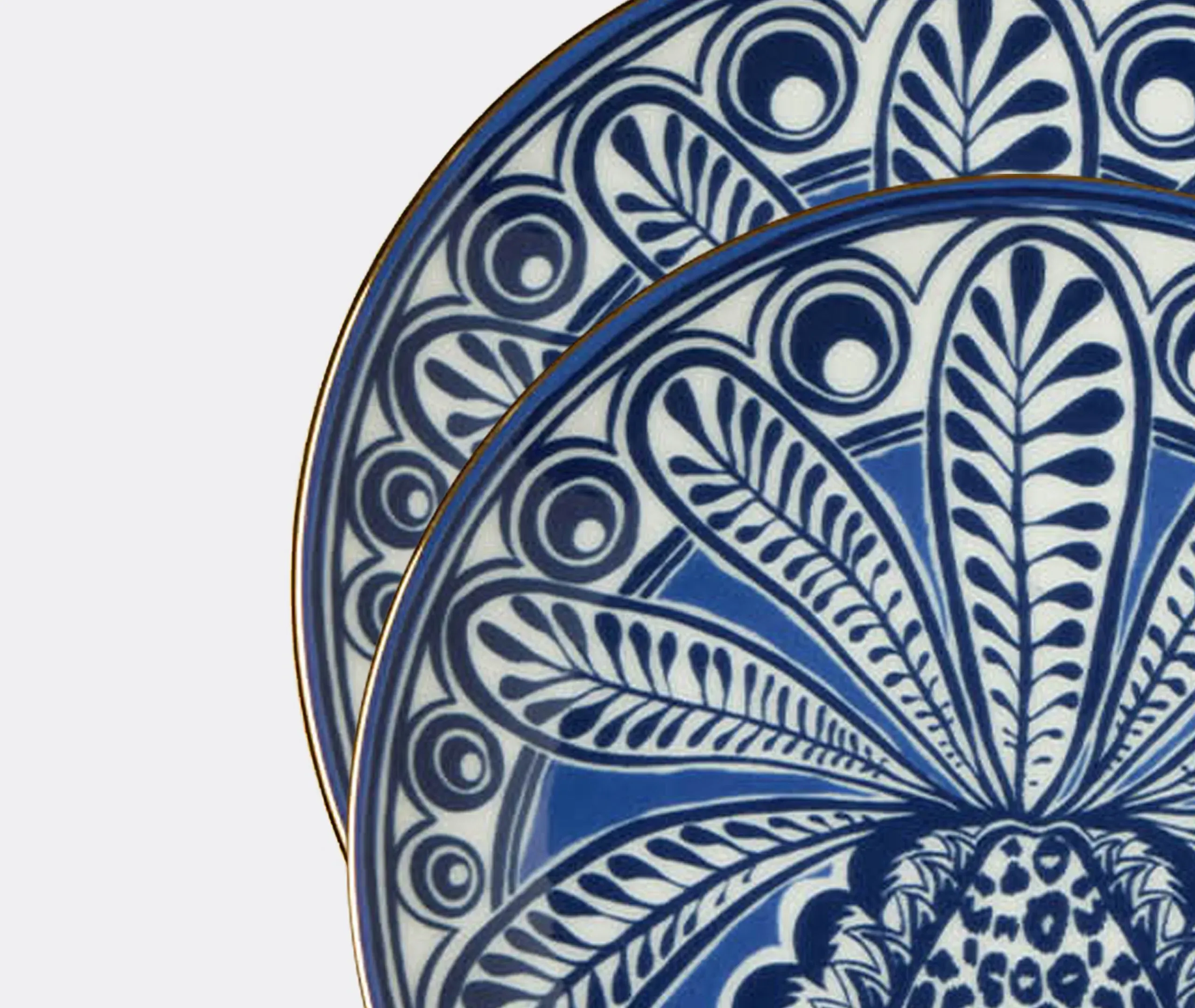 Set of 2 Side Plates with Gold Edging - Blue