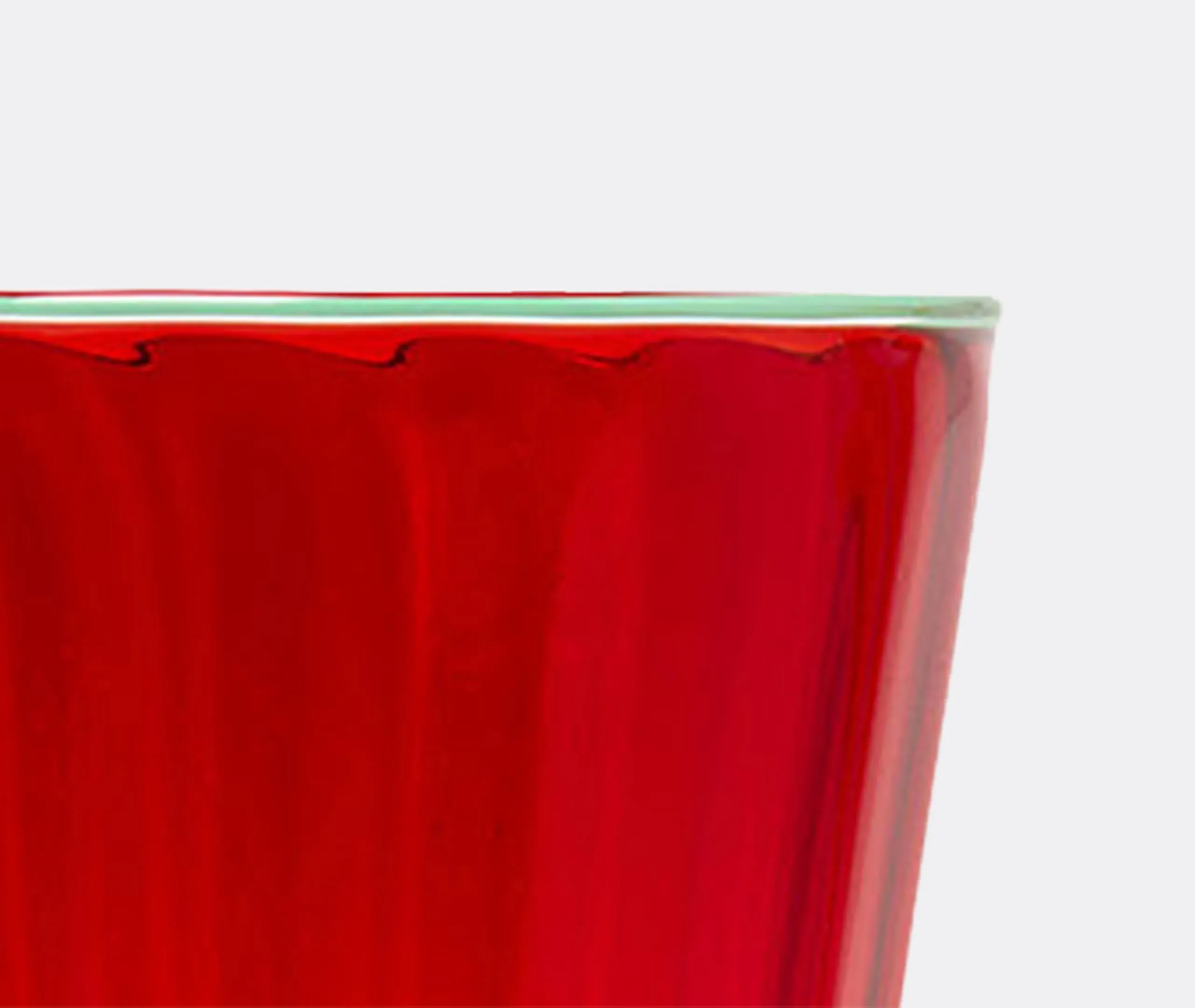 Set of 2 Wine Glasses with Ridged Detail - Red