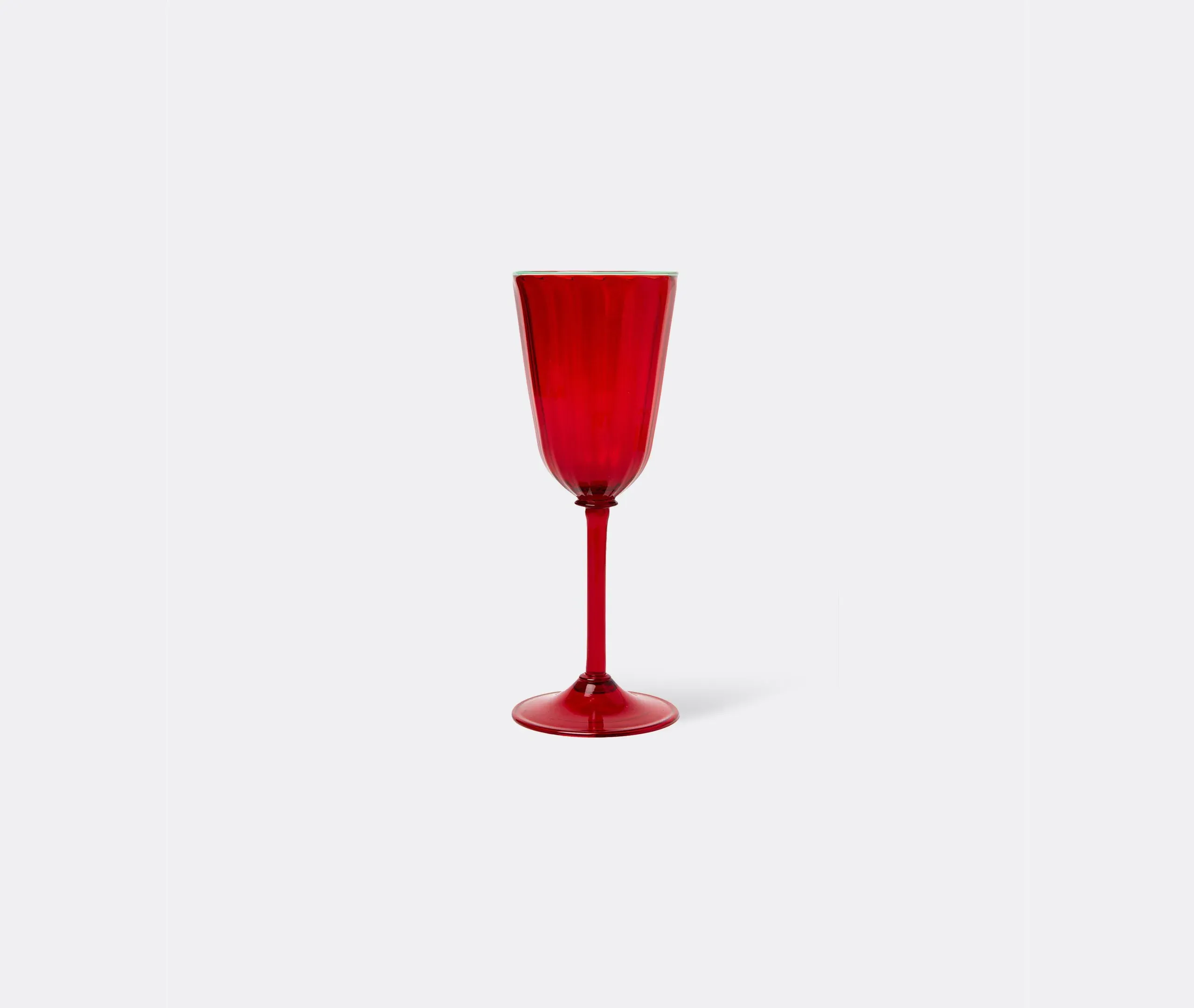 Set of 2 Wine Glasses with Ridged Detail - Red