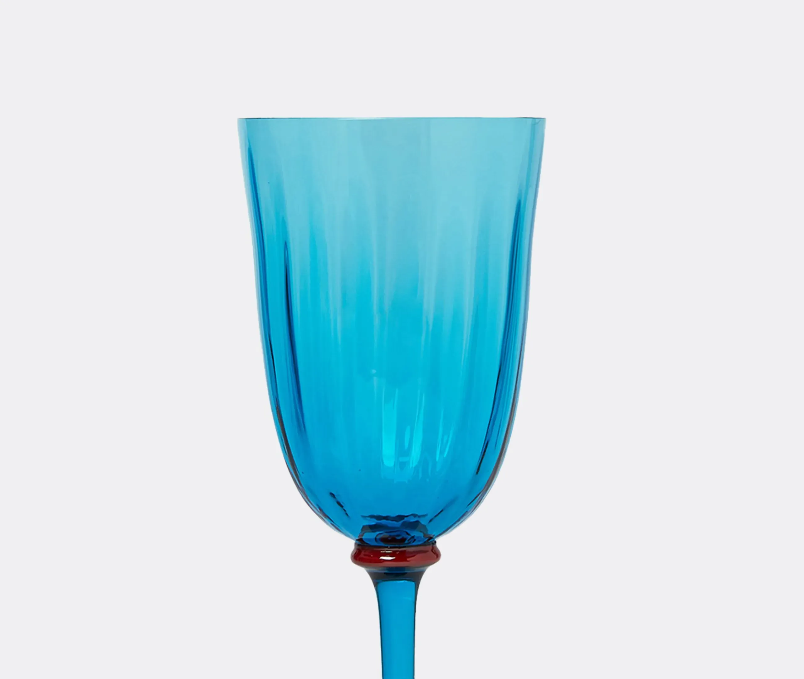 Set of 2 Wine Glasses with Ridged Detail - Turquoise