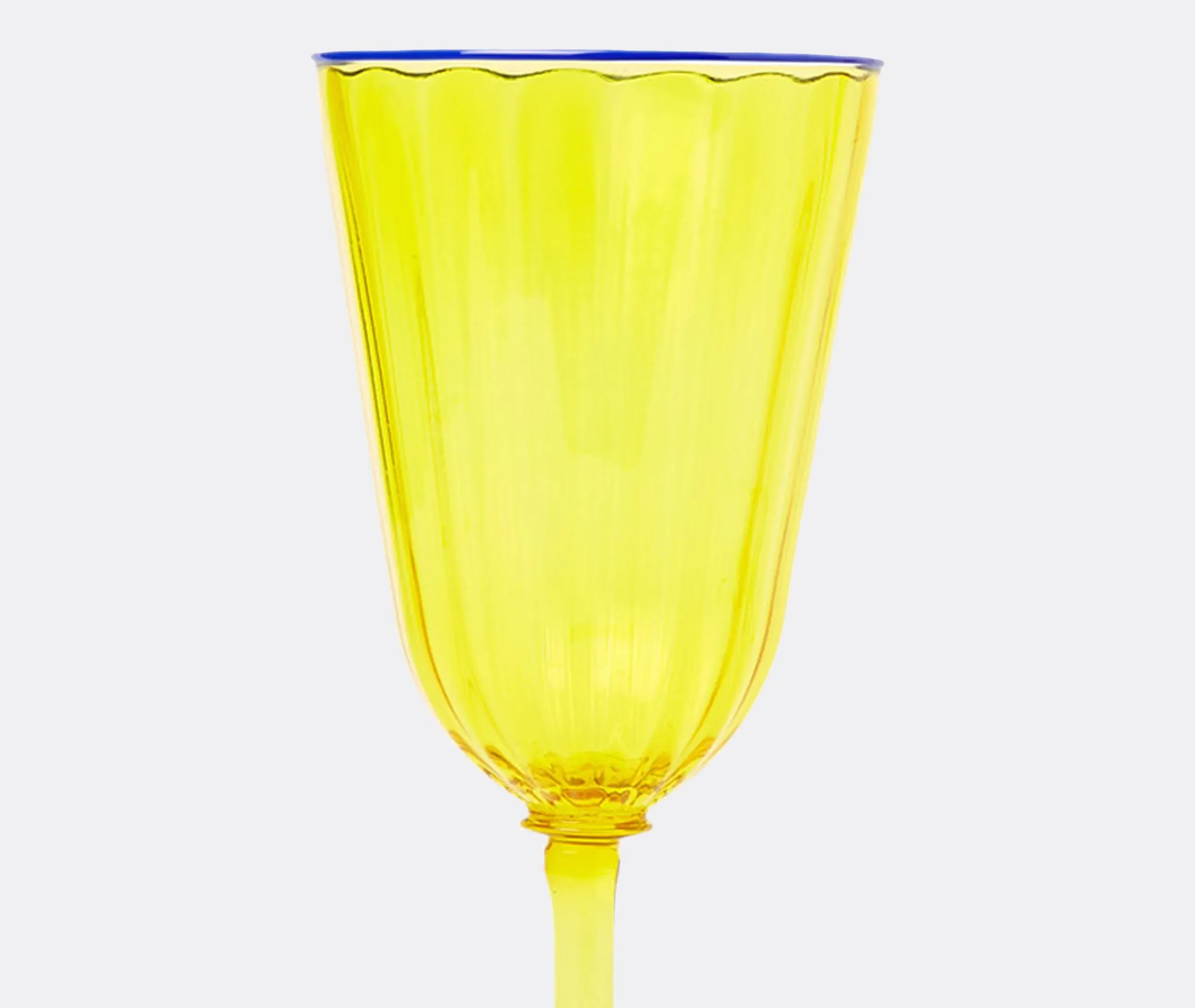 Set of 2 Wine Glasses with Ridged Detail - Yellow