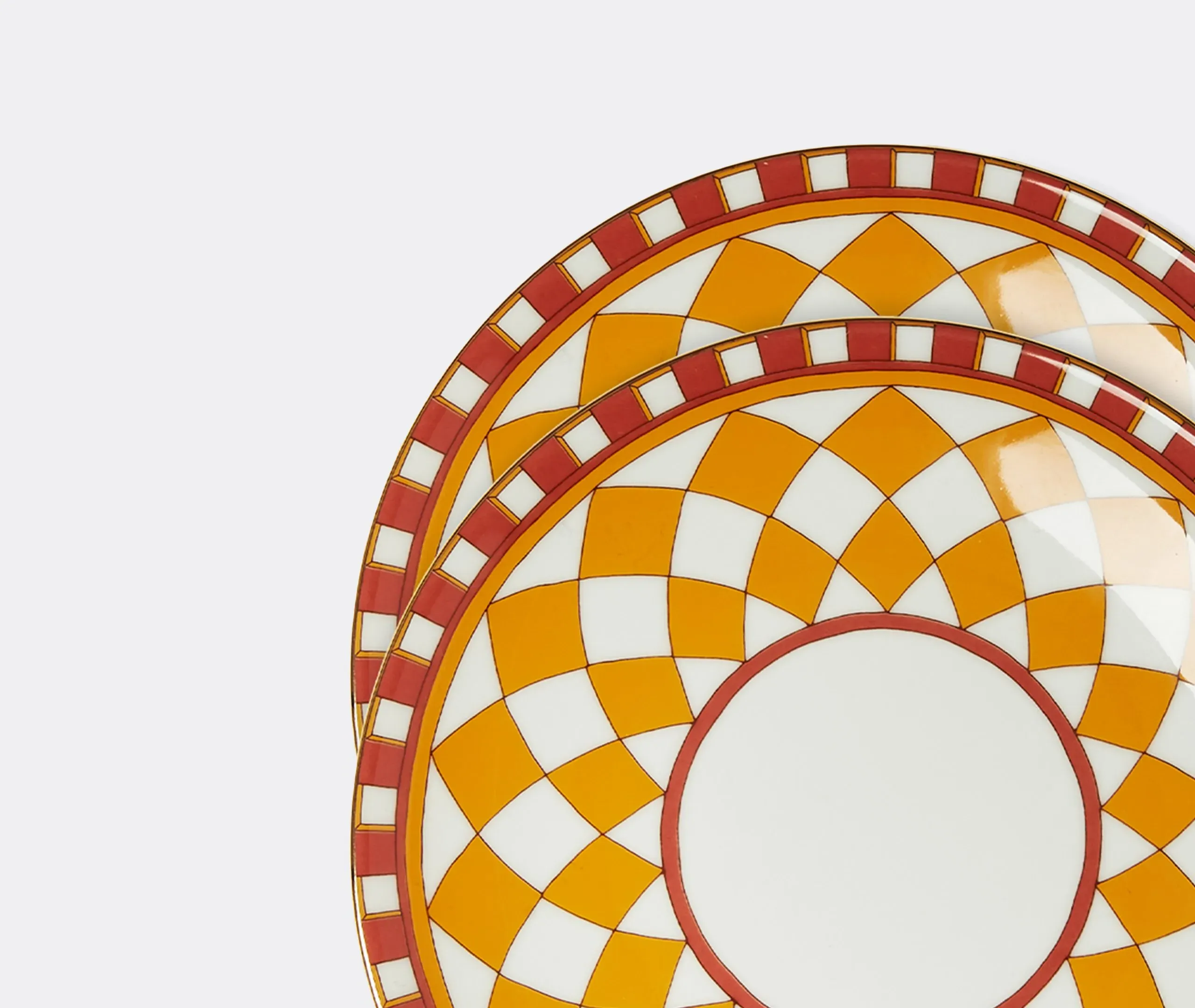 Side Plate Set of 2 with Gold Trim - Multicolor