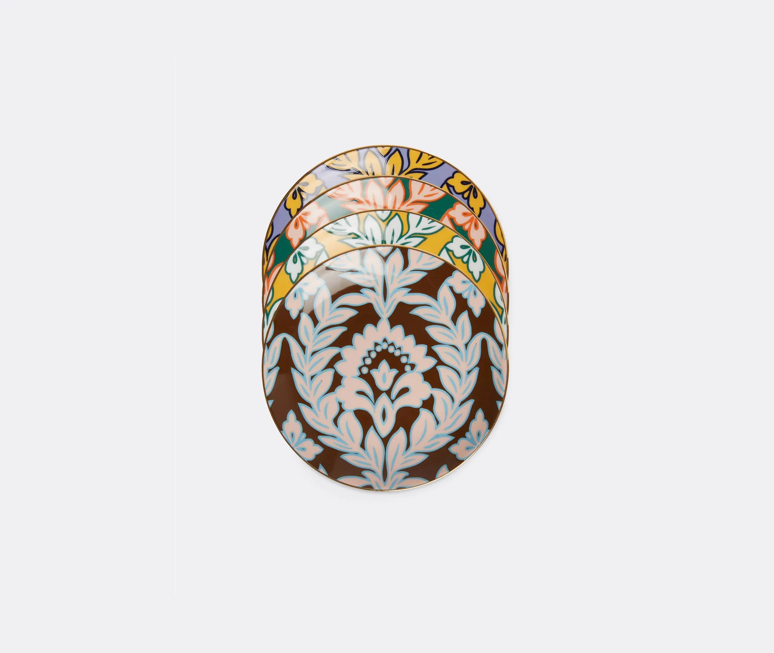 Side Plate Set with Gold Rim - Multicolor, Porcelain image