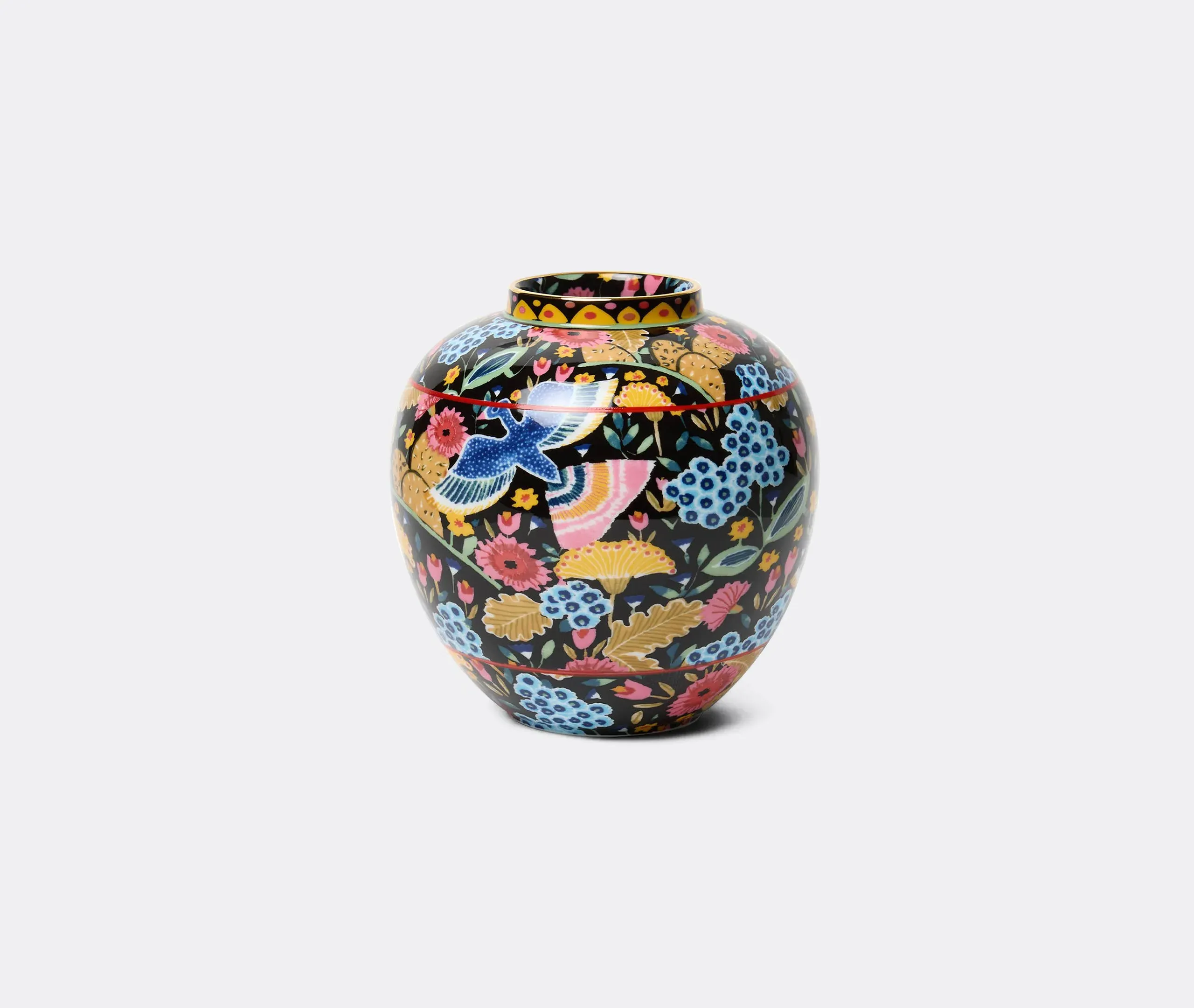Small Bubble Vase with Gold Rim - Black, Porcelain image