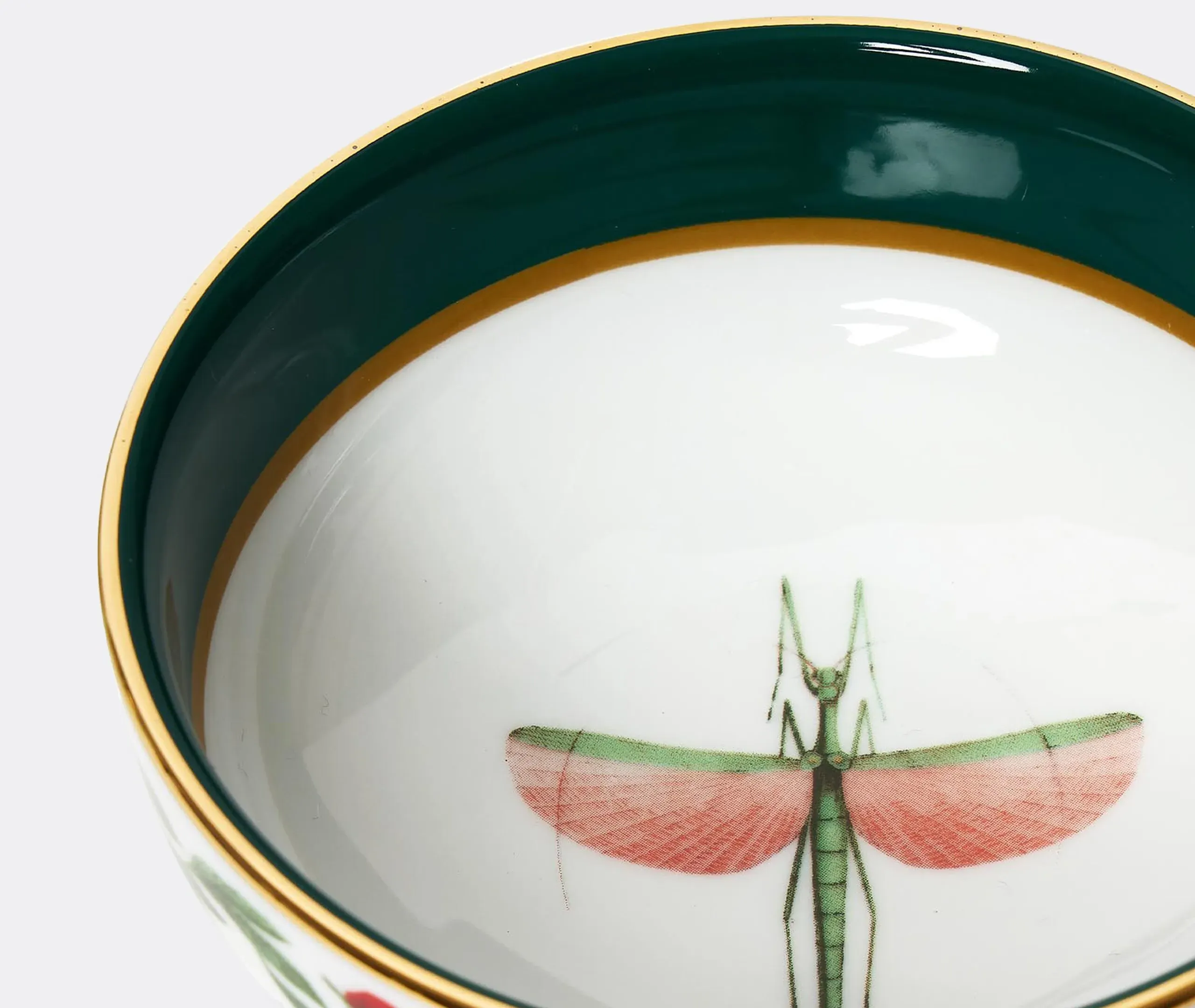 Snack Bowl Set with Dragonfly - Green, Porcelain