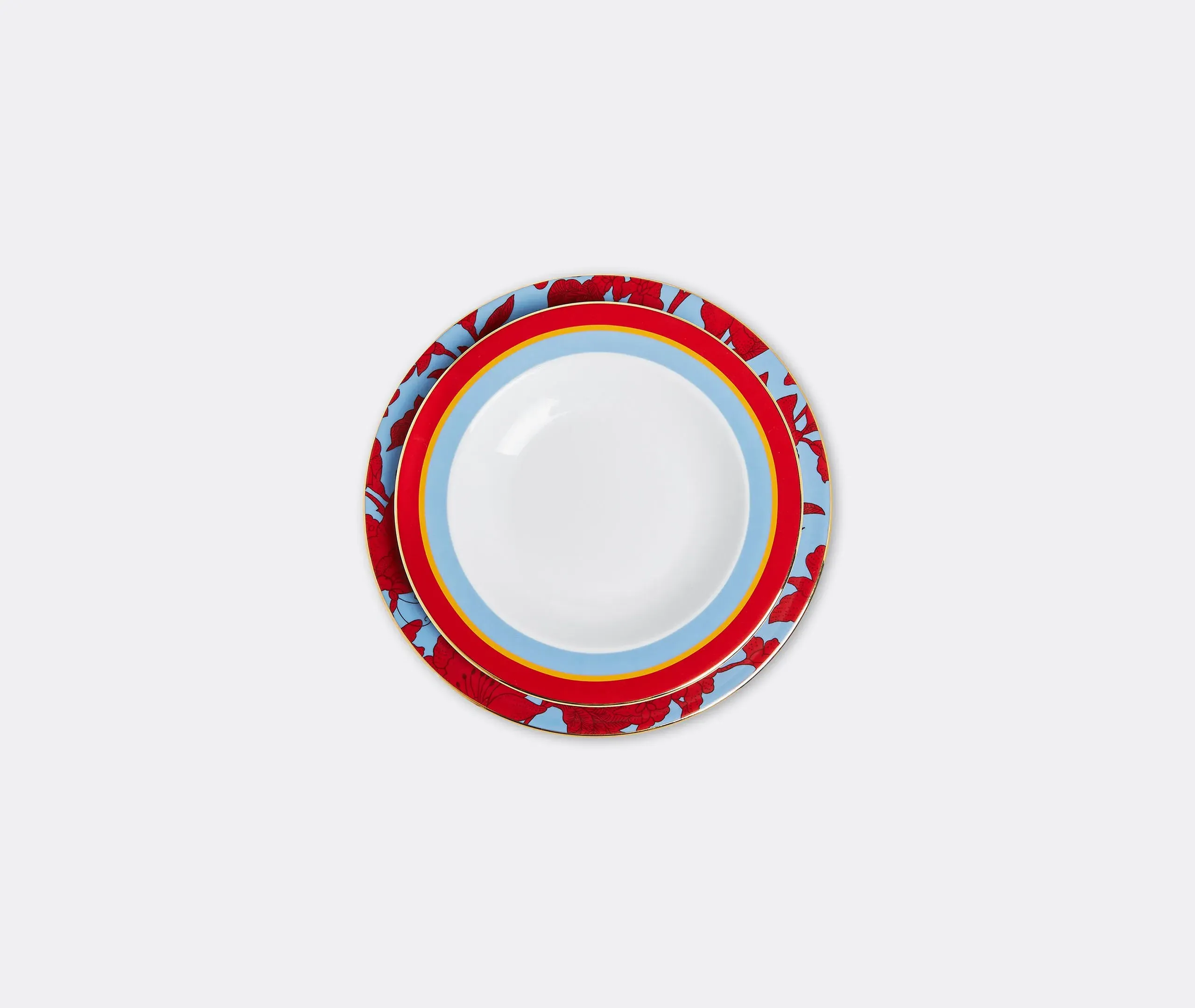 Soup & Dinner Plate Set - Multicolor, Porcelain image