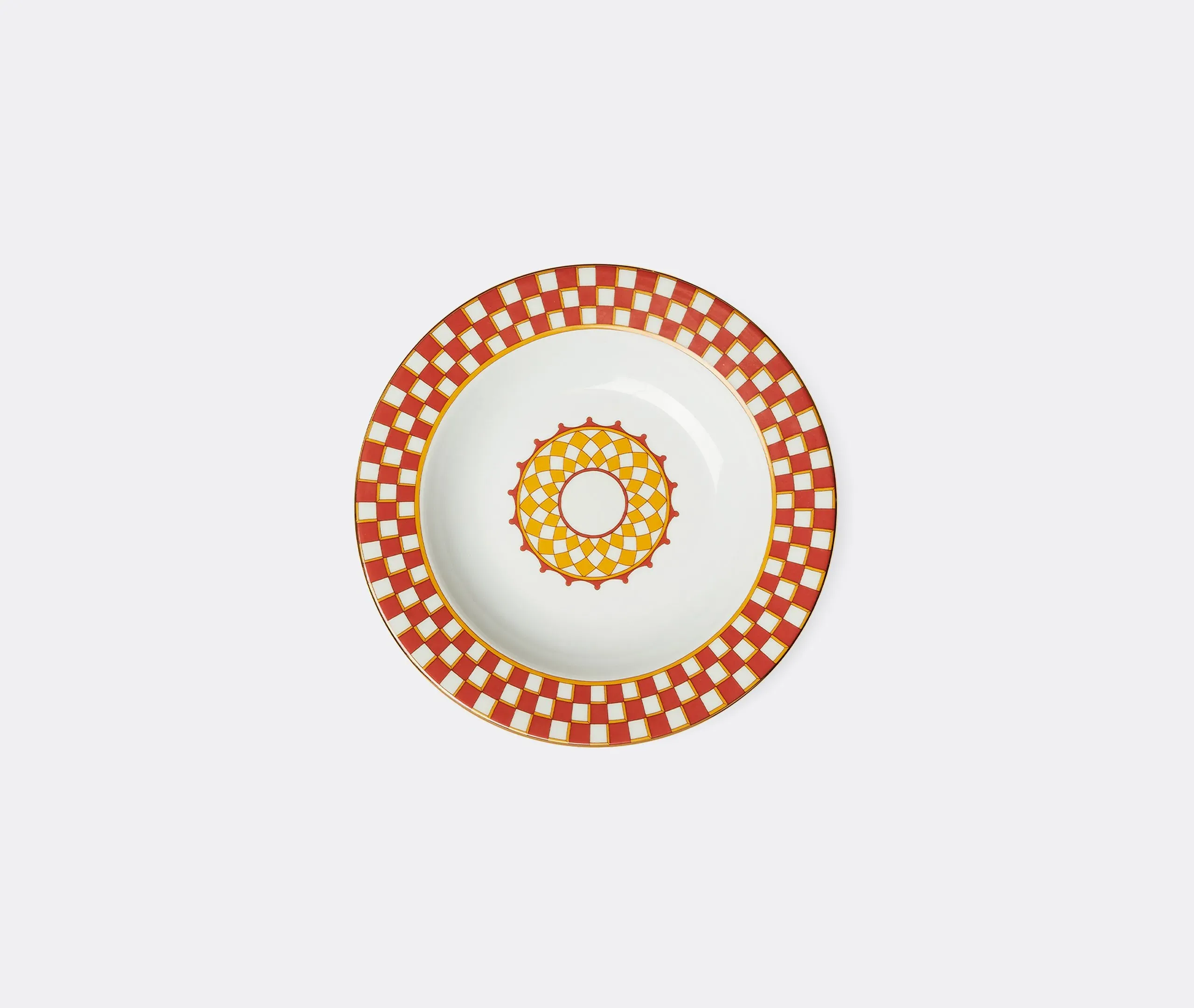 Soup Plate Set of 2 with Gold Trim - Multicolor