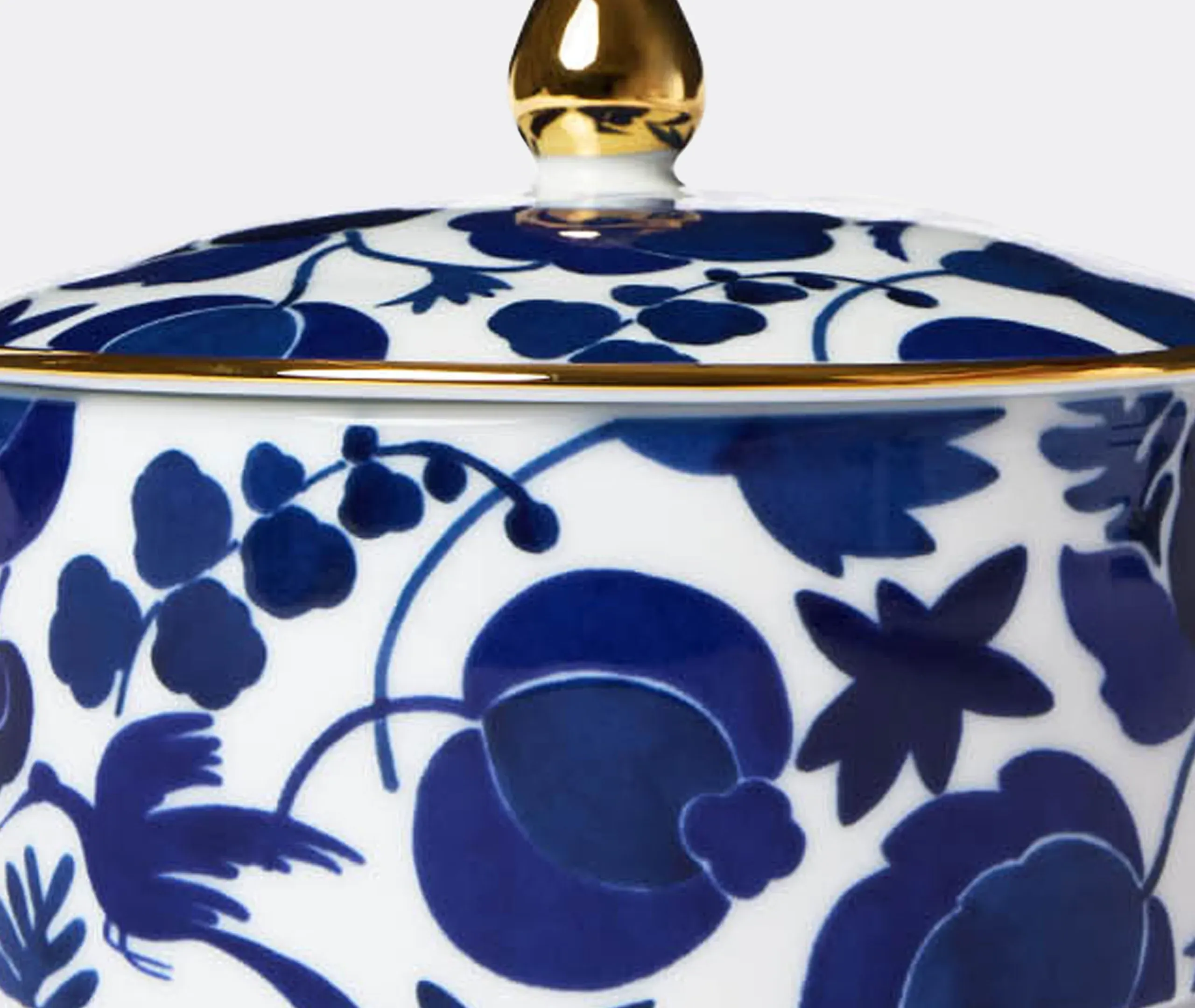 Storage Jar with Gold Finial - Blue, Porcelain