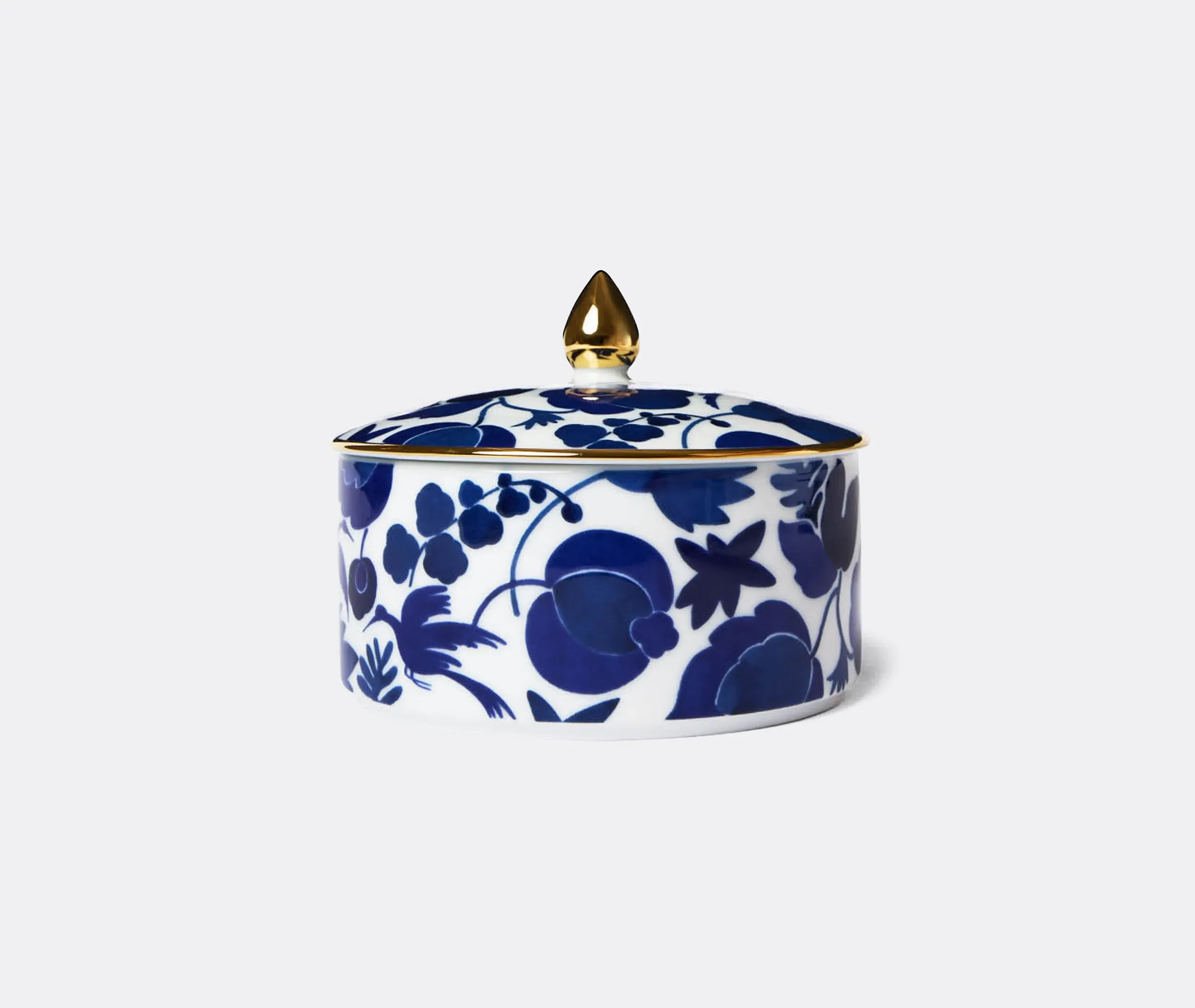 Storage Jar with Gold Finial - Blue, Porcelain