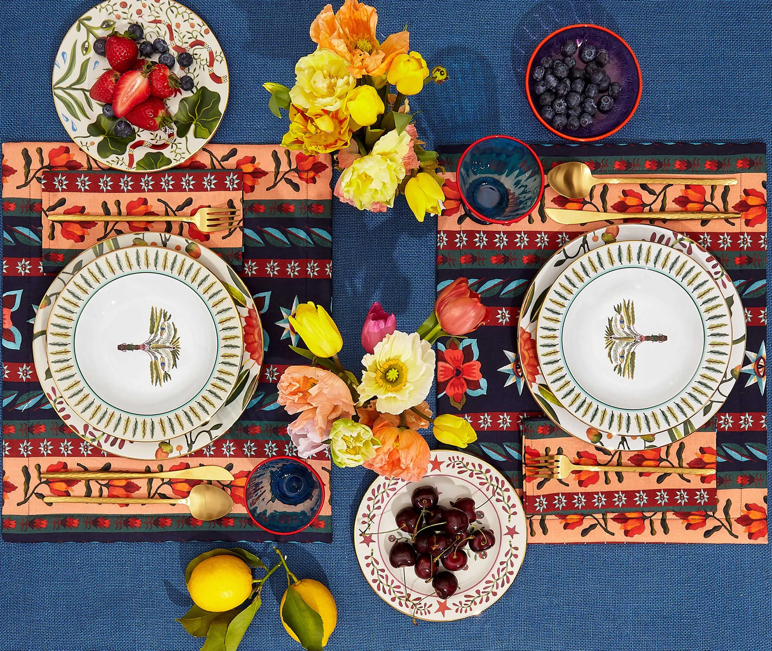 Strisce Tablemat Set of Two - Multicolor, Linen