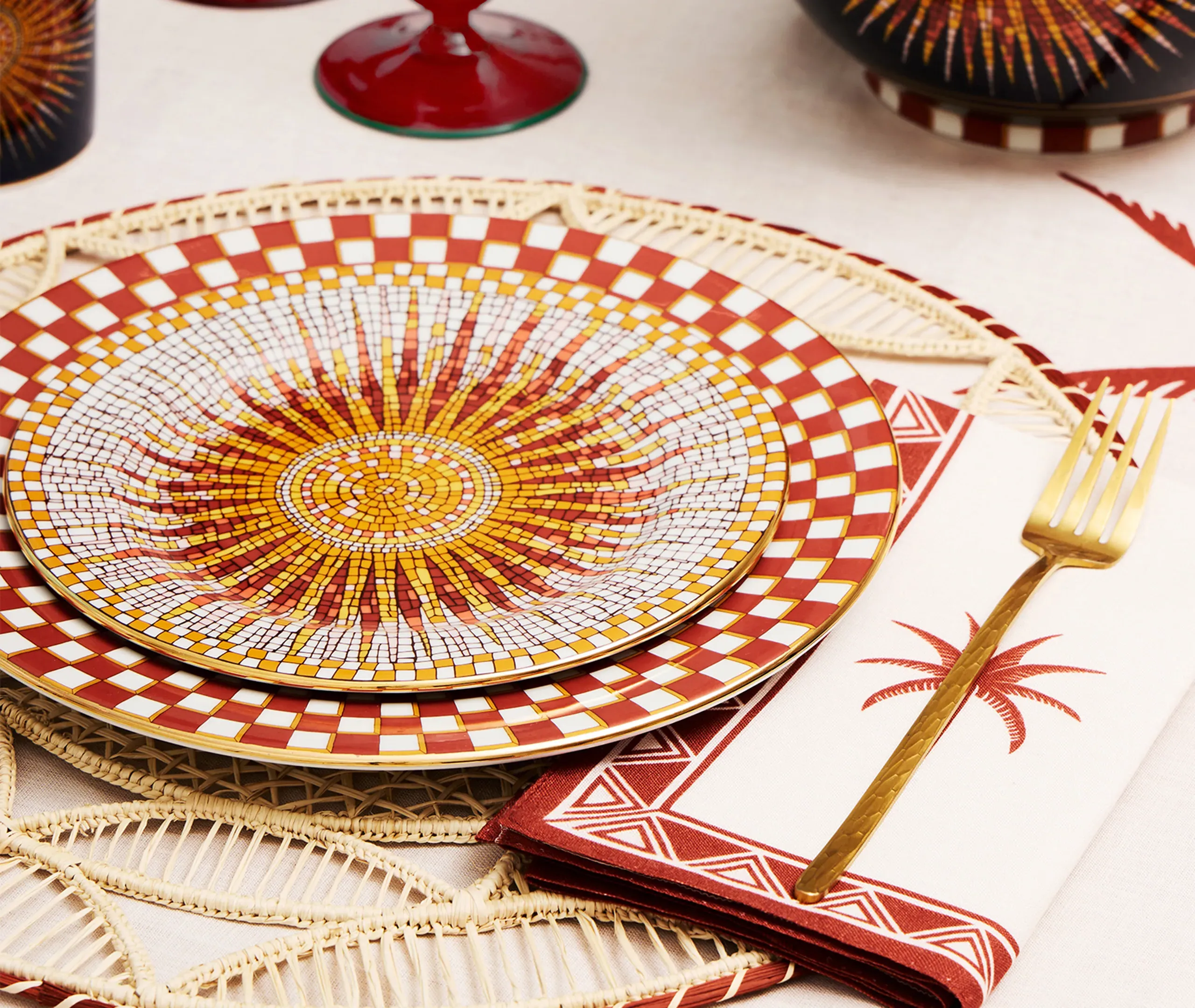 Sunrays Dessert Plate Set of Two - Multicolor