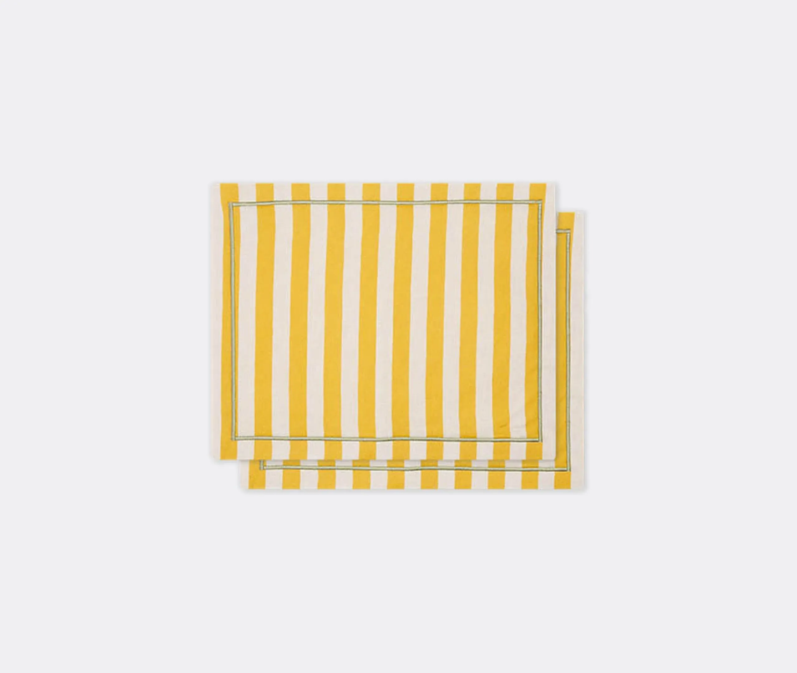 Table Mat Set of 2 with Padding - Yellow, Linen