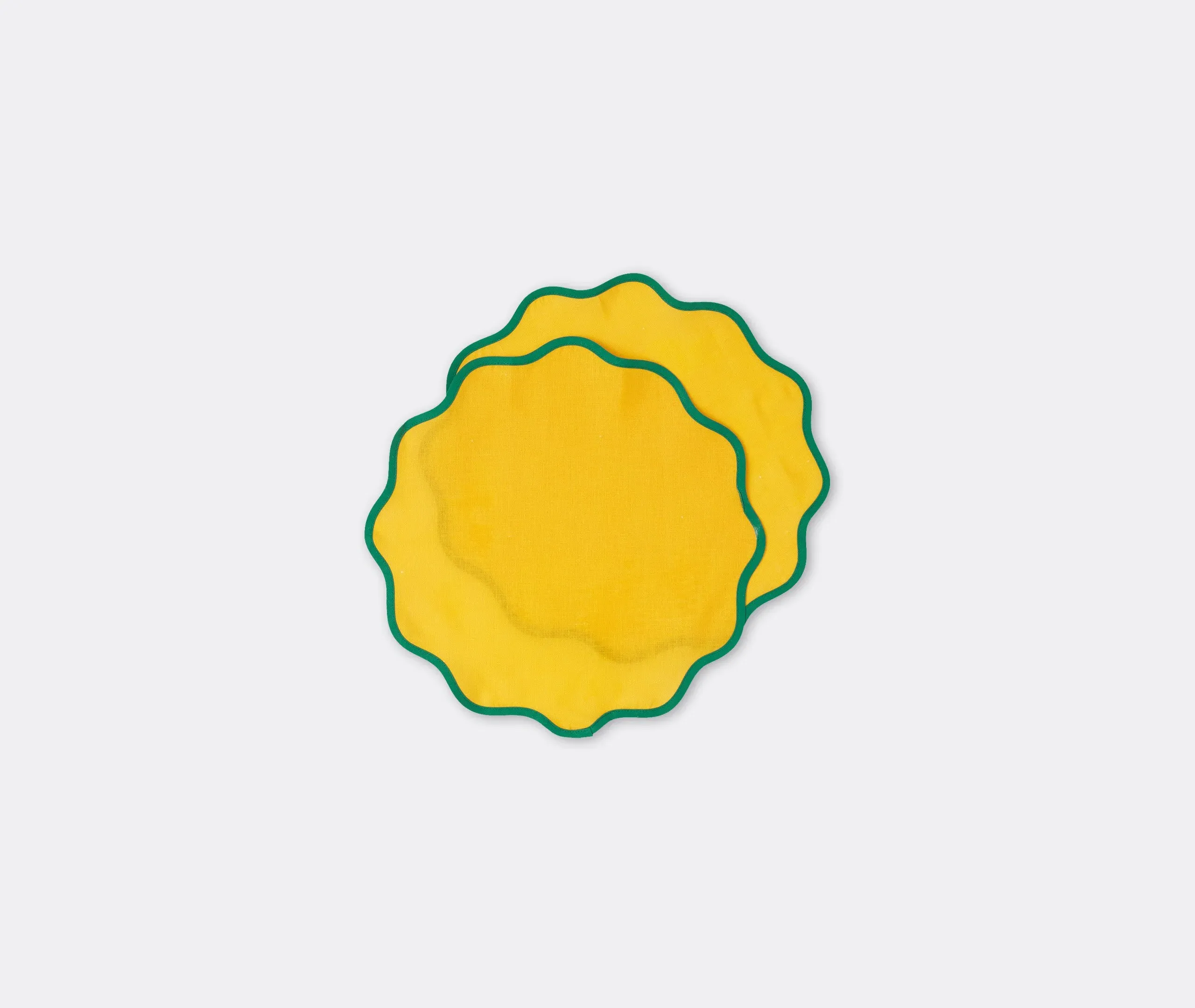 Table Mat Set of 2 with Trim - Yellow, Linen image