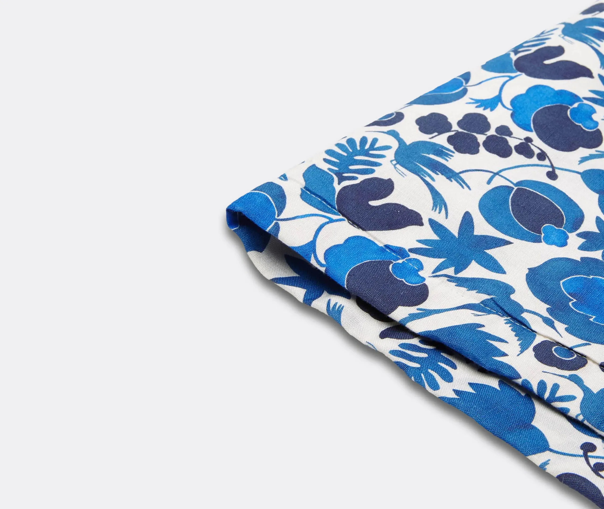 Tablemat Set with Bird Motif - Blue, Linen