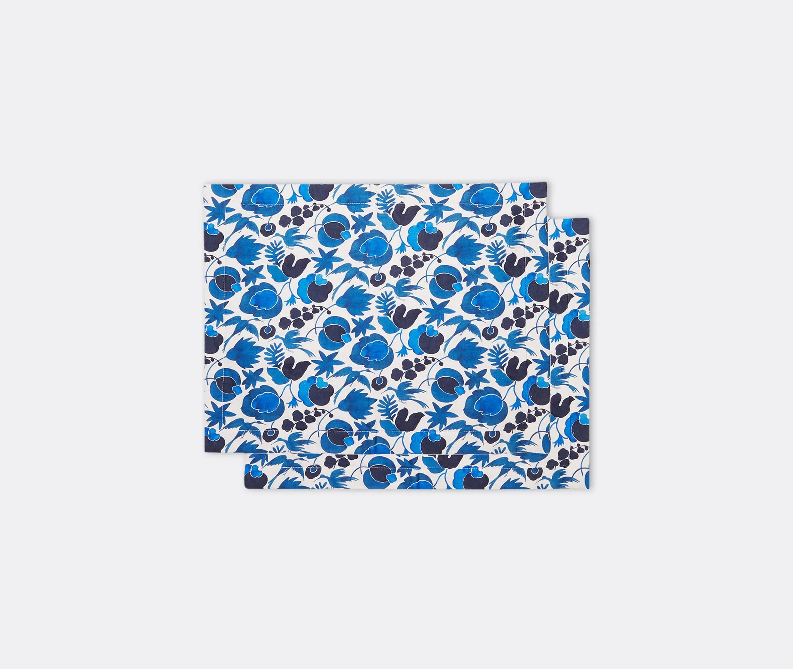 Tablemat Set with Bird Motif - Blue, Linen image