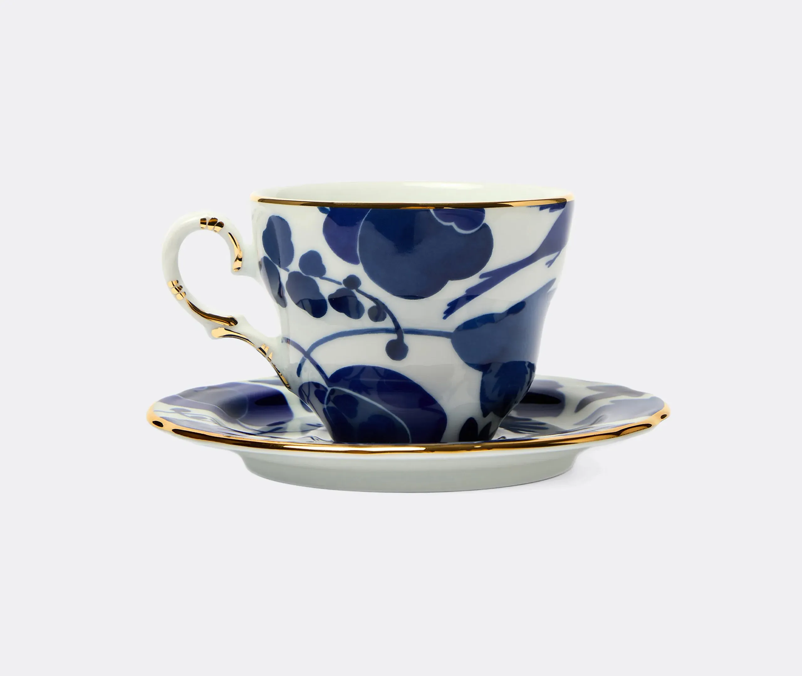 Teacup Set of Two with Saucers - Blue, Porcelain