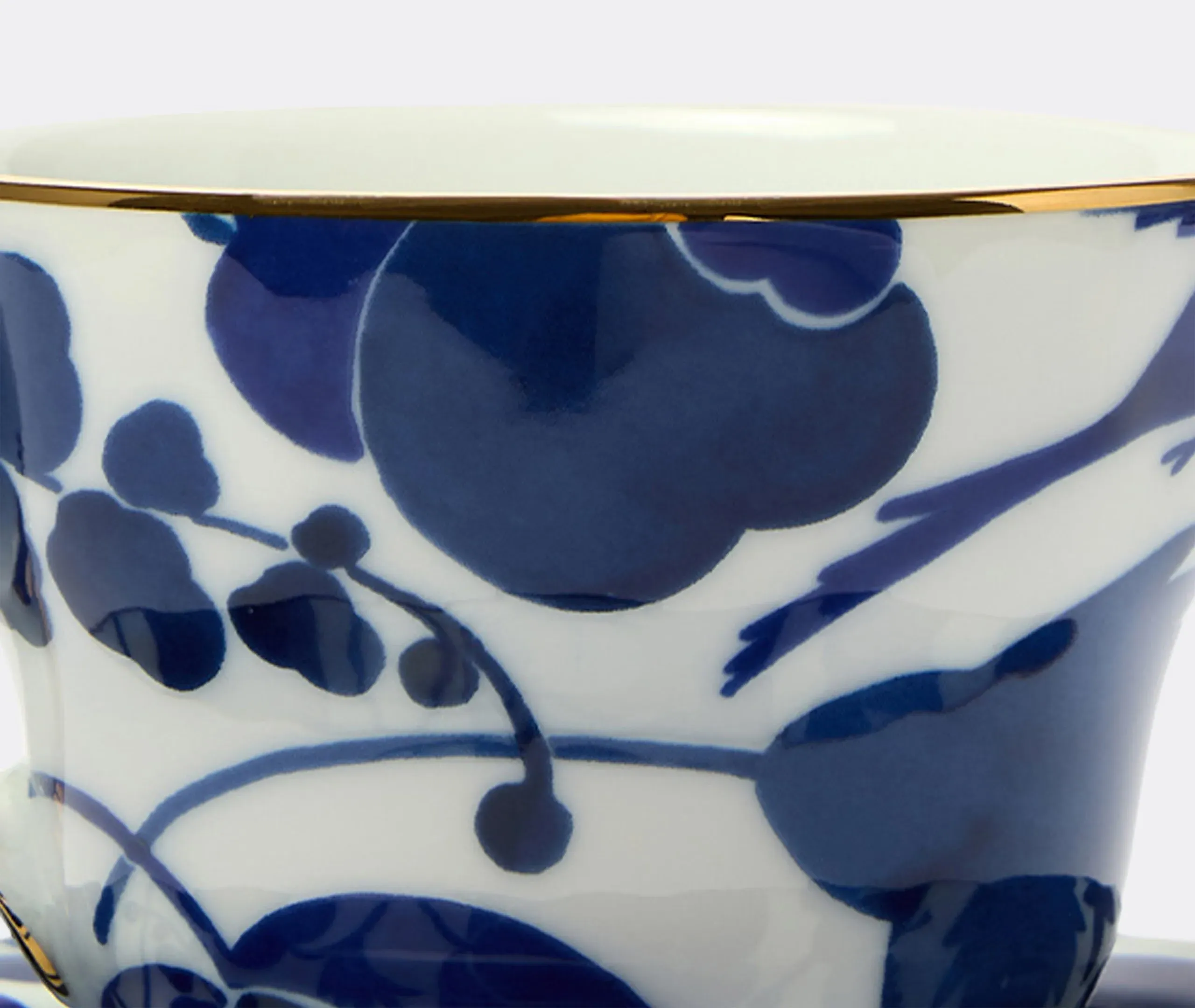 Teacup Set of Two with Saucers - Blue, Porcelain