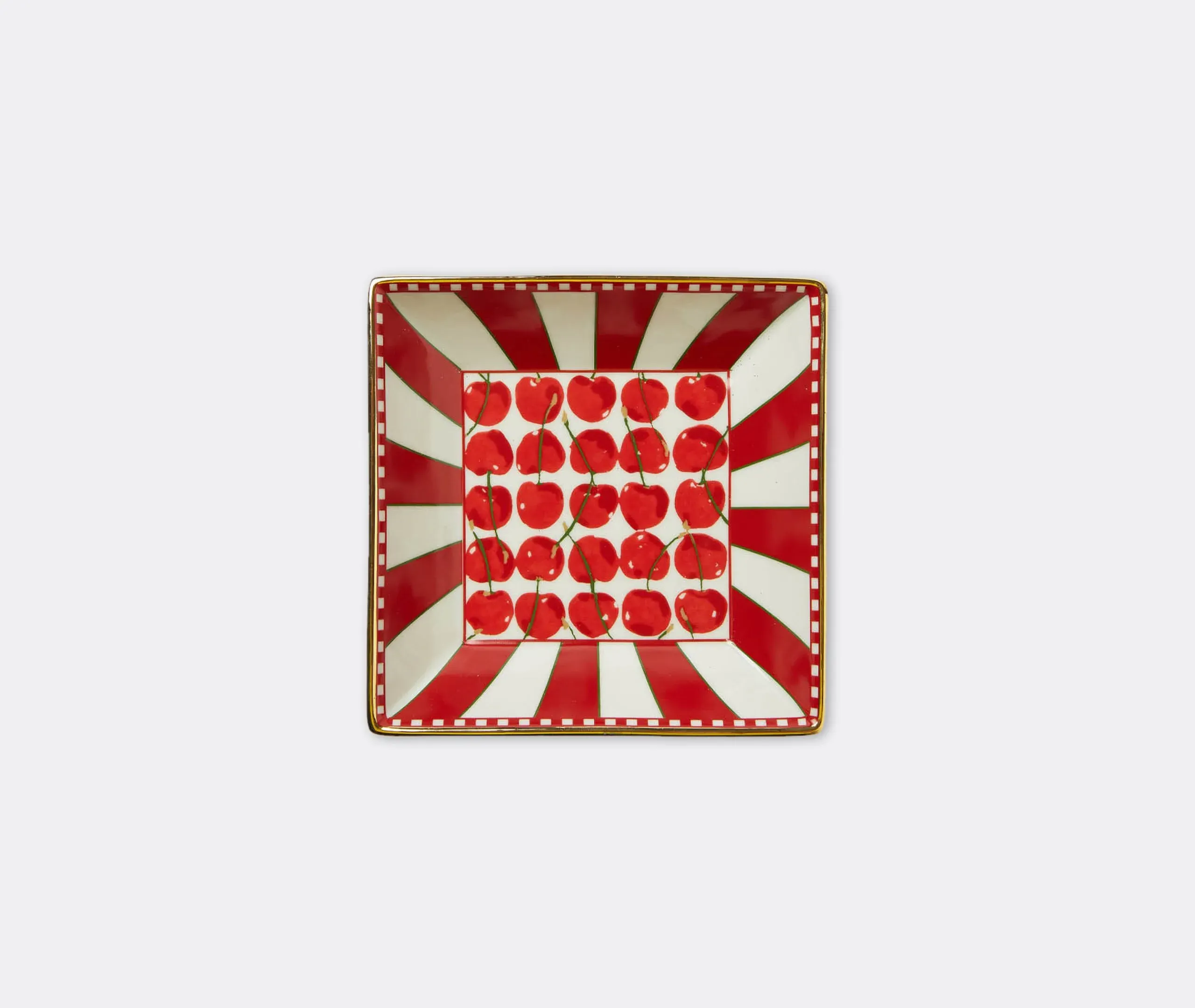Trinket Tray with Cherry Print - Ivory, Porcelain