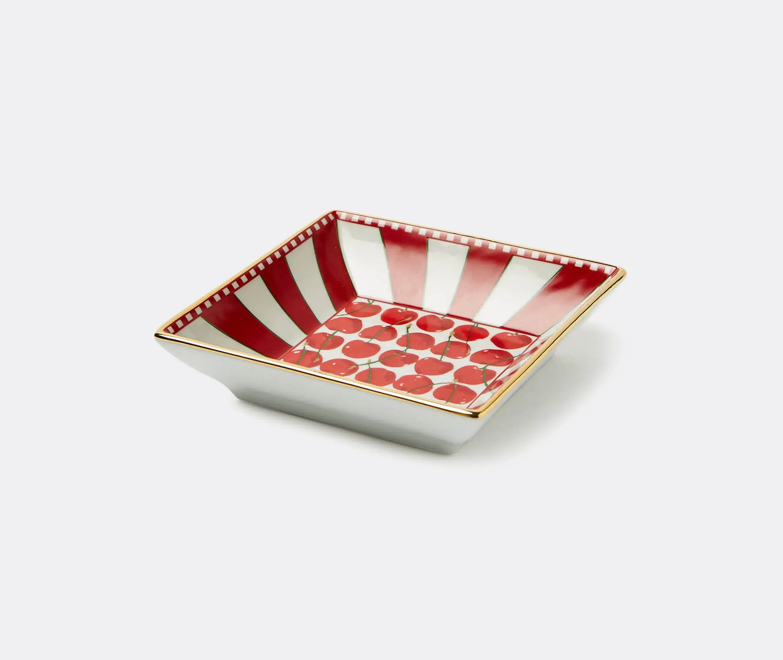 Trinket Tray with Cherry Print - Ivory, Porcelain image