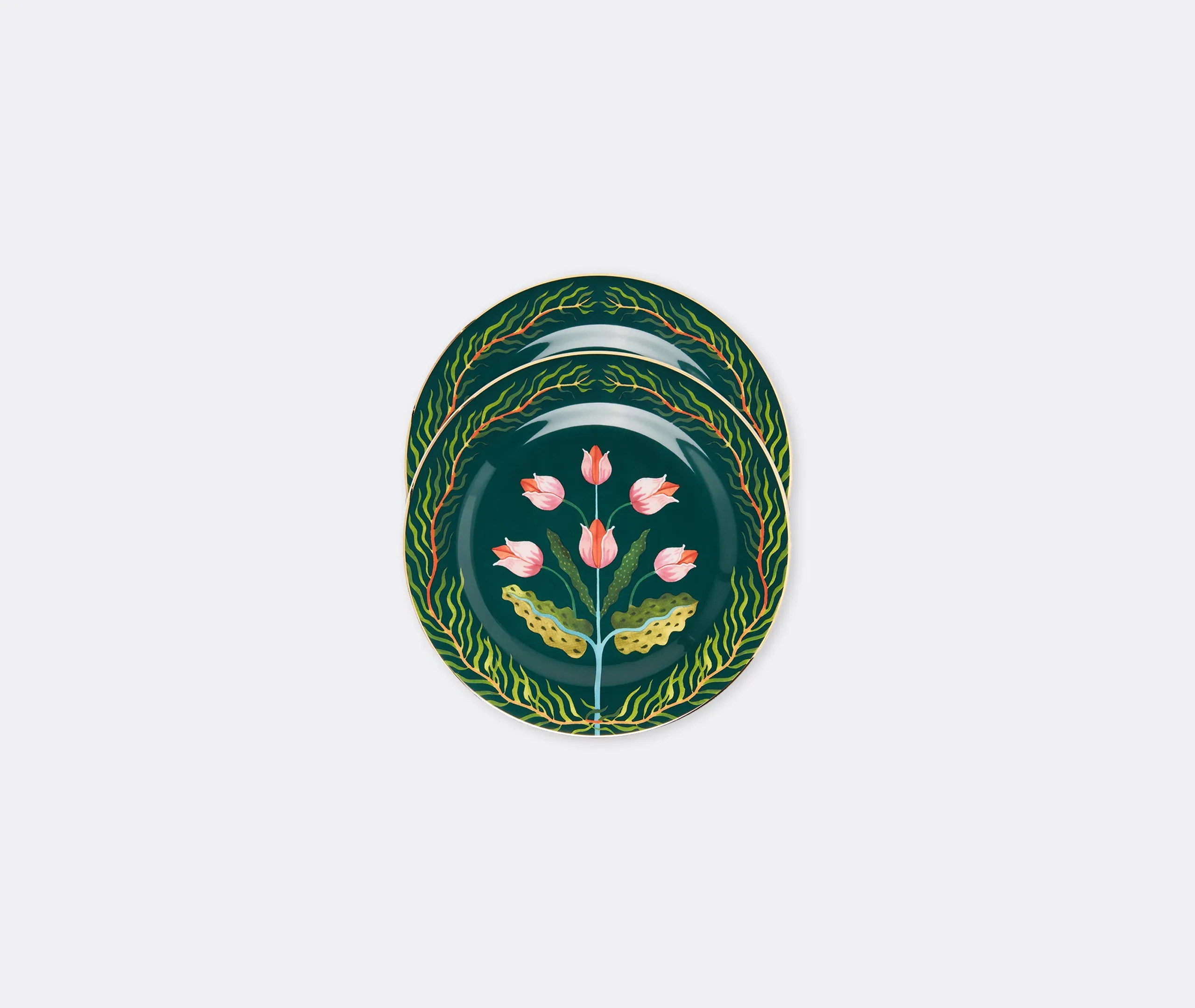 Tulips Set of Two Dessert Plates - Multicolour, Porcelain product