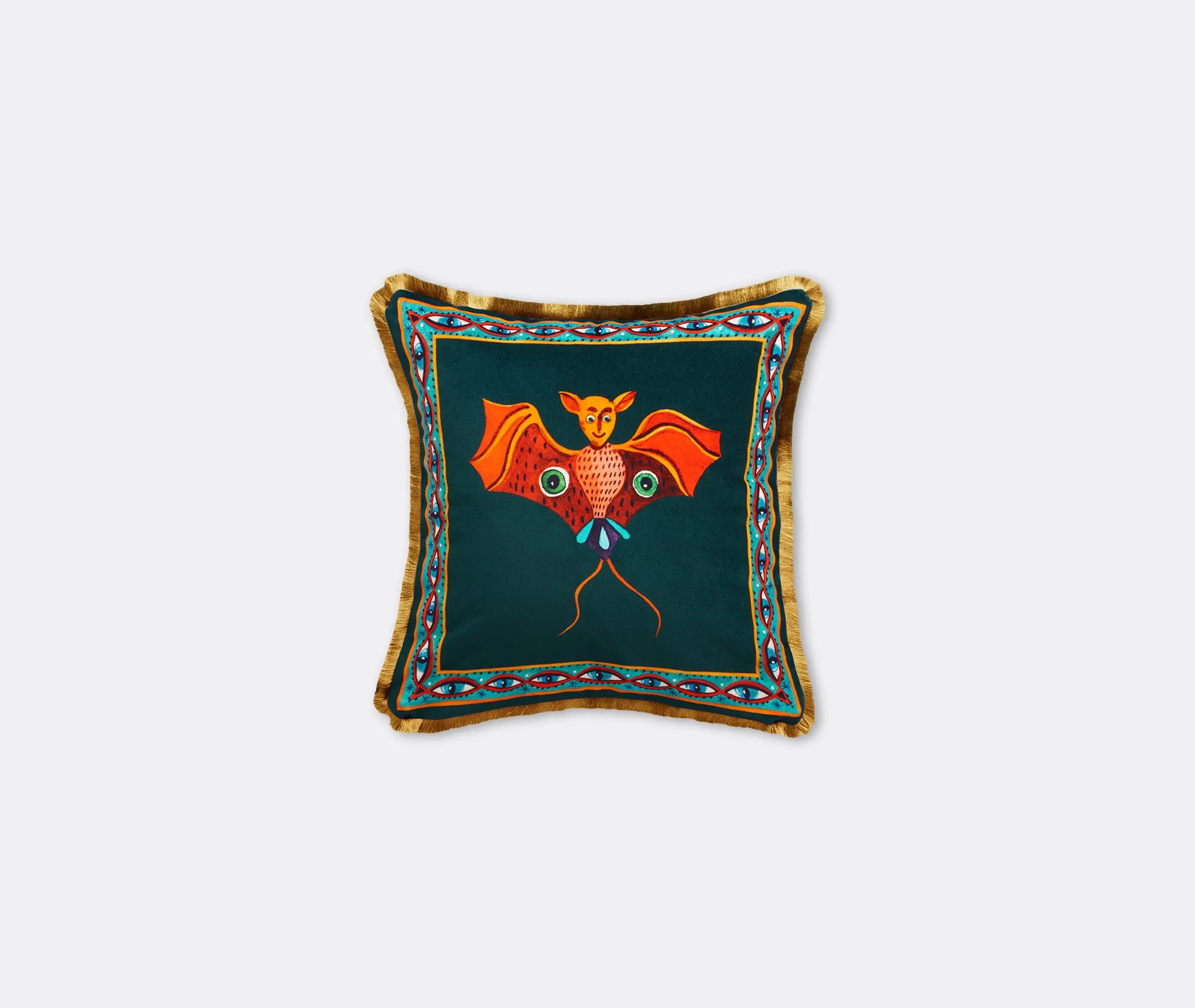 Velvet Cushion with Tassel Trim - Multicolor image