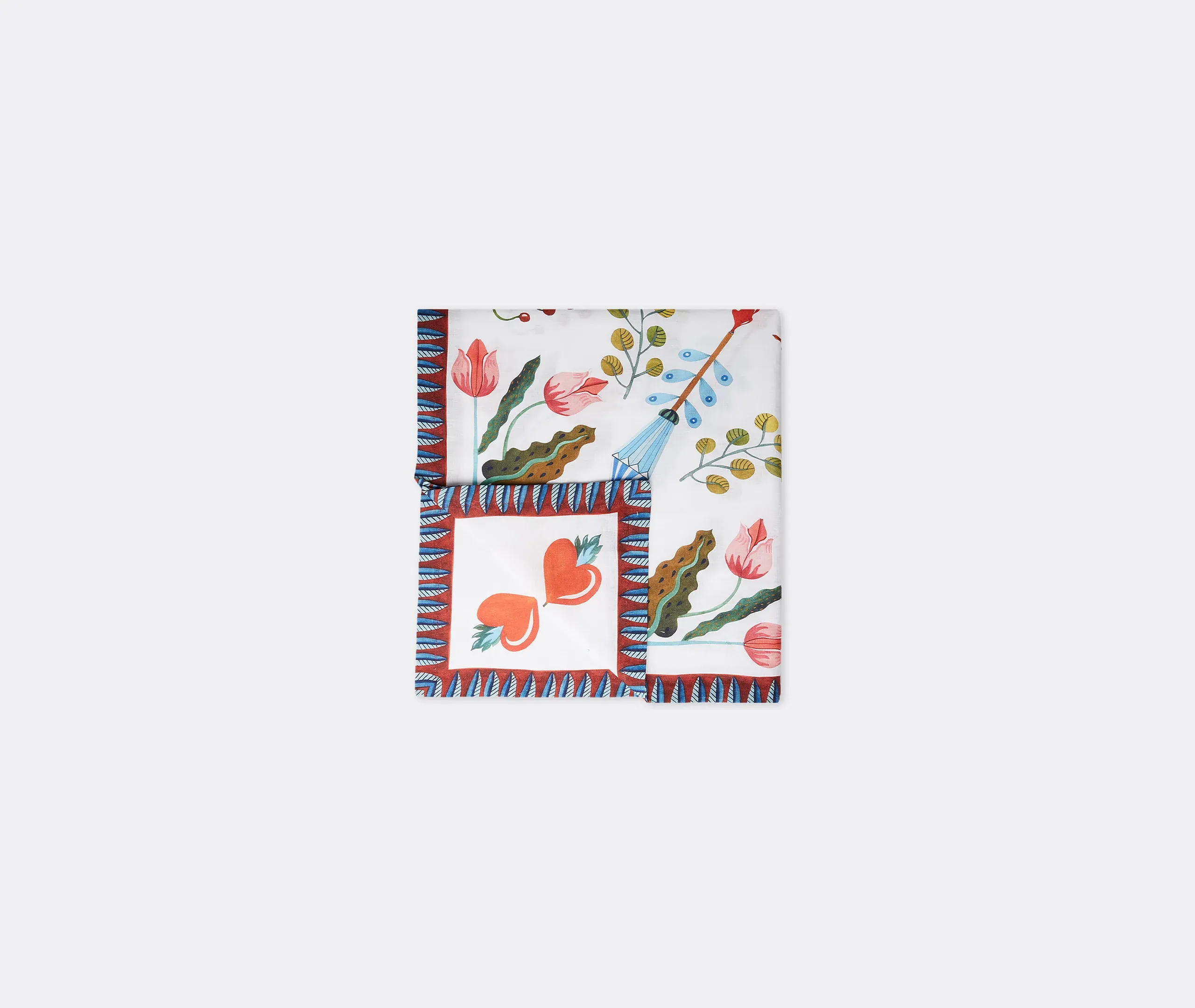 White Turning Tulips Medium Tablecloth - Multicolour, Italian Linen product