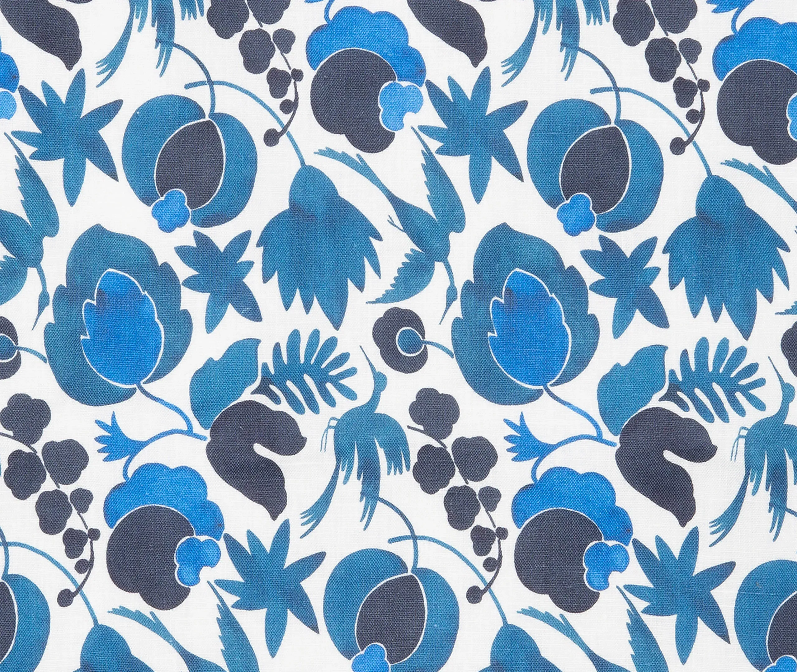 Wildbird Blu Tablecloth - Blue, Linen alternate view