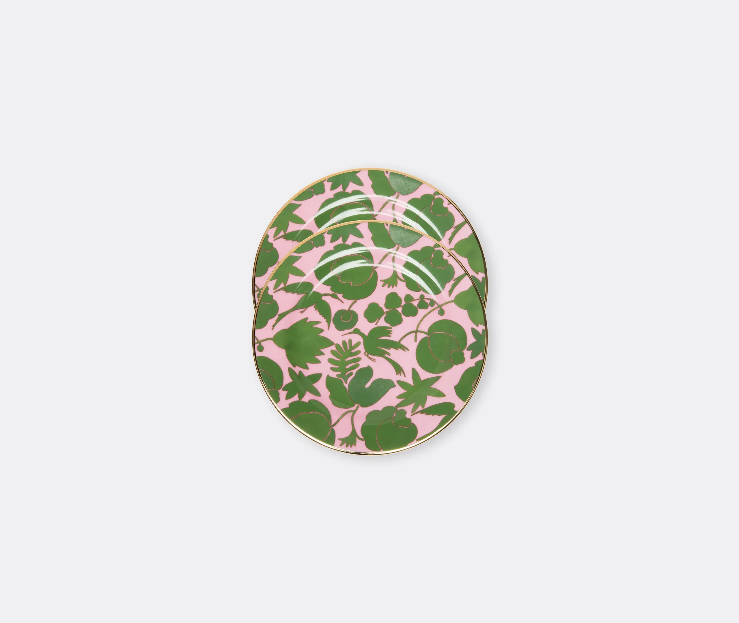 Wildbird Dessert Plates Set of Two - Pink, Porcelain product
