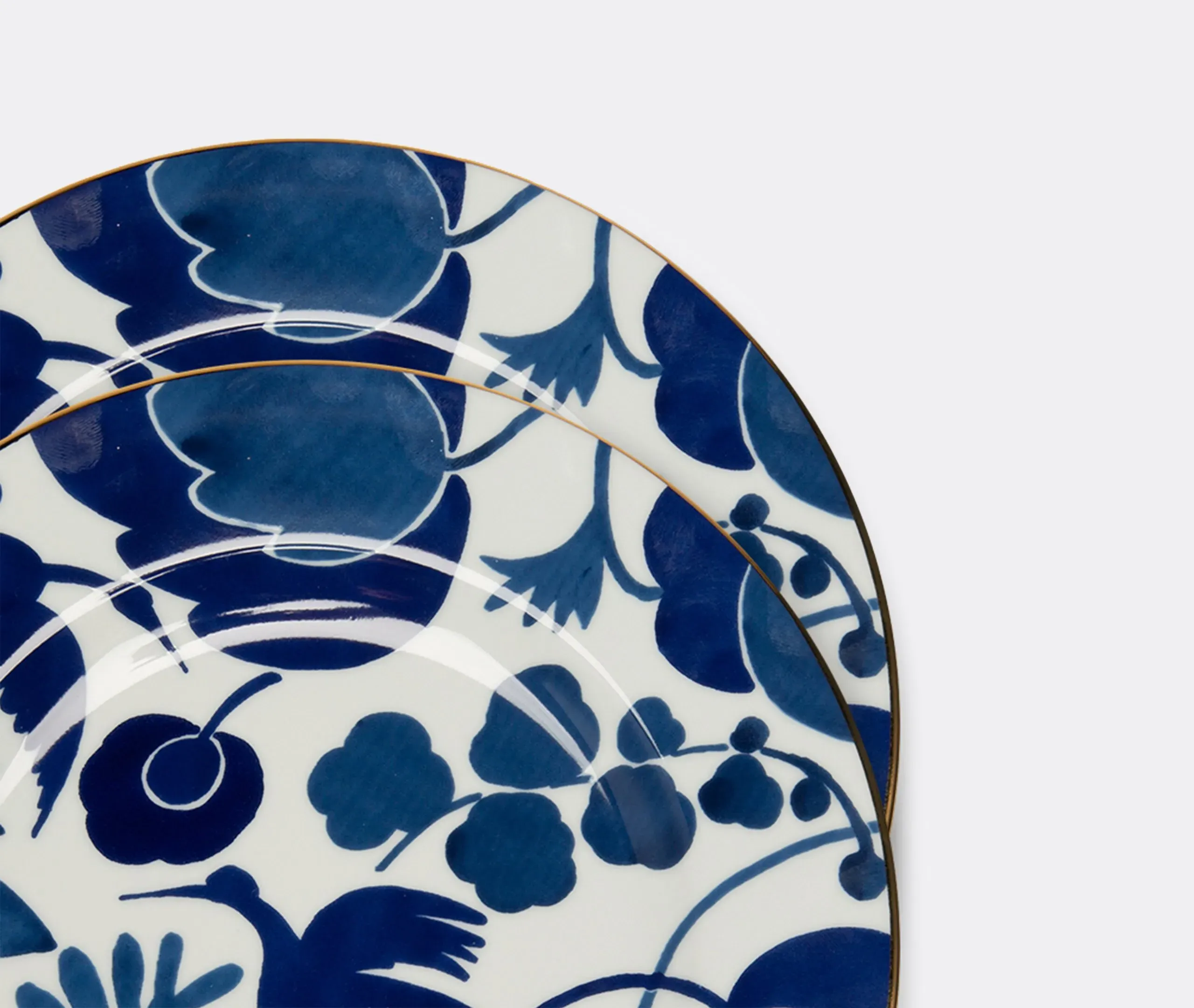 Wildbird Dinner Plate Set of Two - Blue, Porcelain