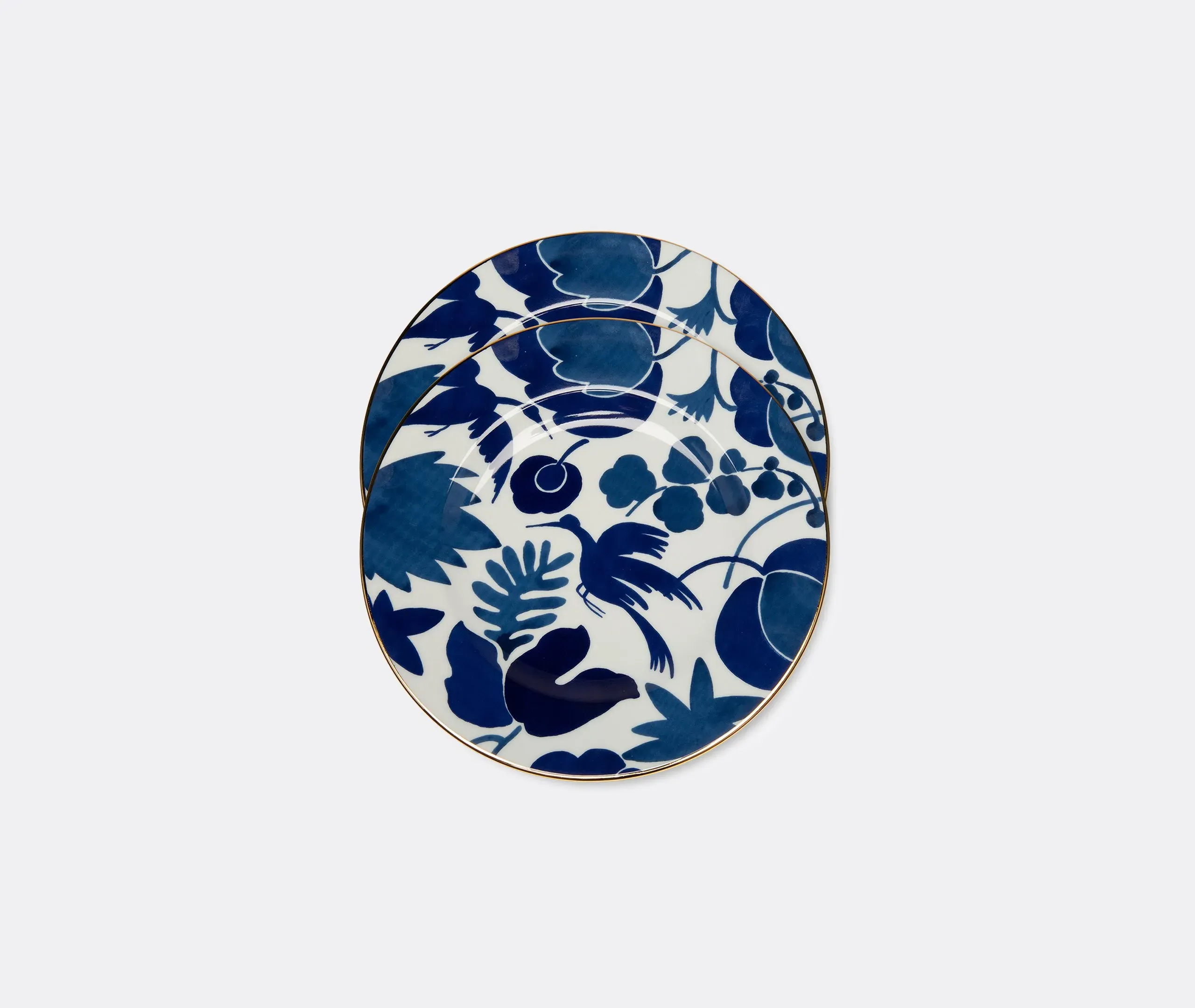 Wildbird Dinner Plate Set of Two - Blue, Porcelain