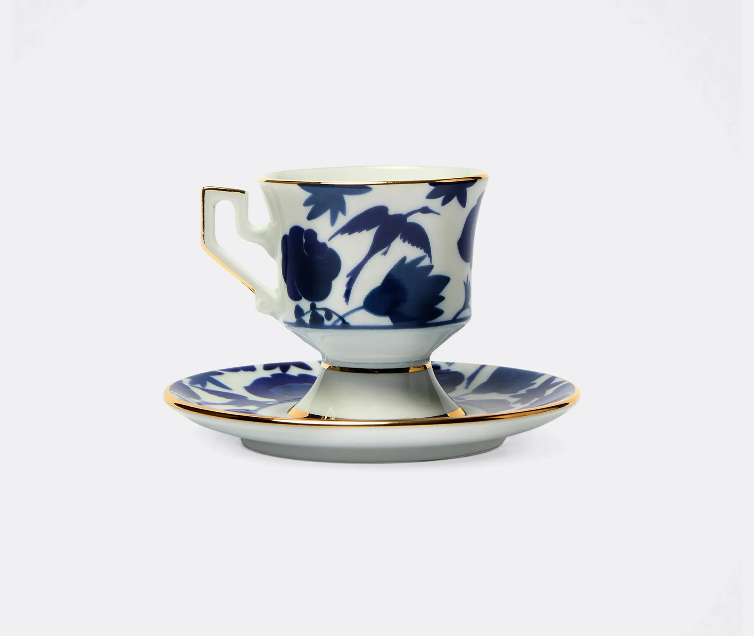 Wildbird Espresso Cup Set of Two - Blue, Porcelain